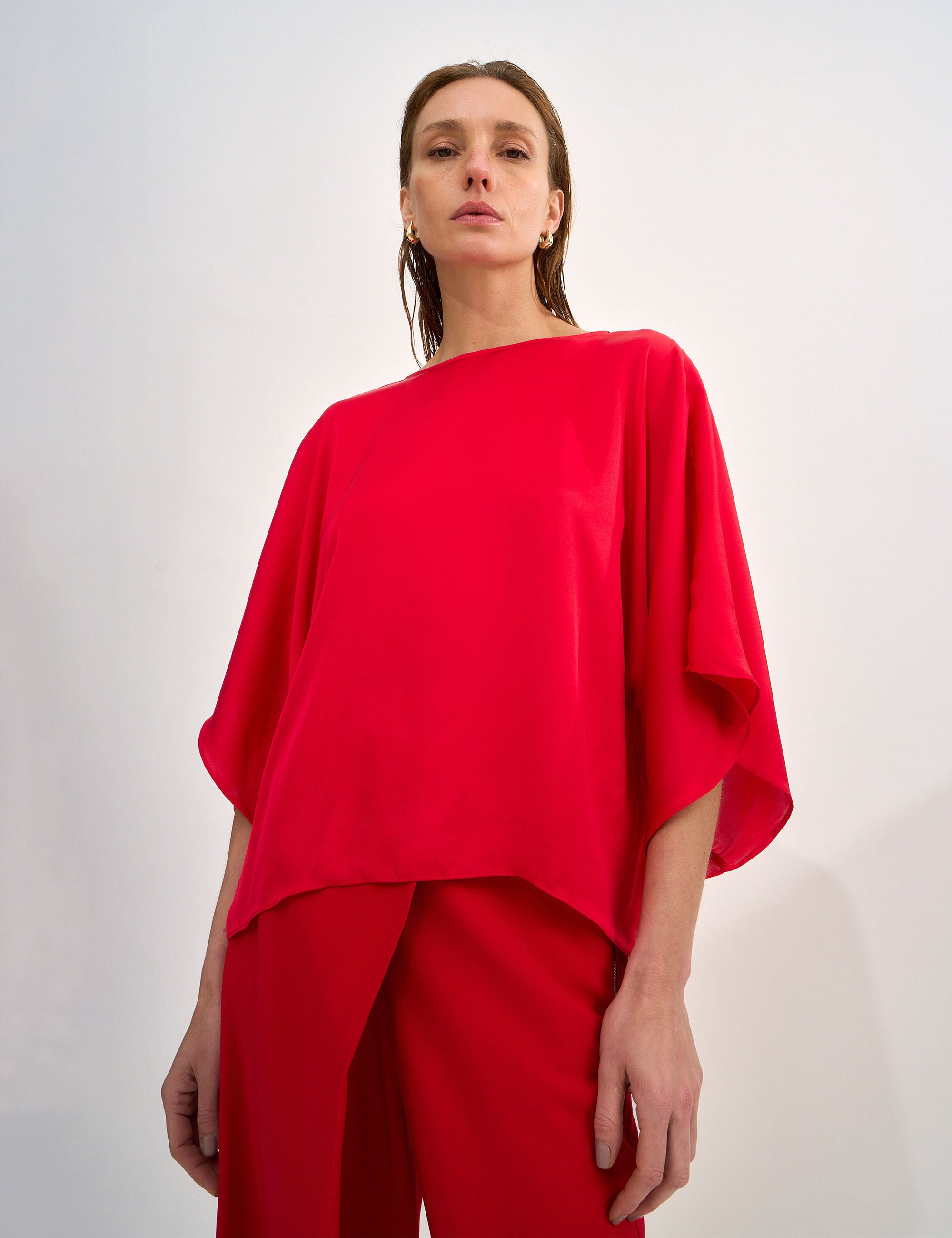 Blusa Evelyn Cetim Vermelho