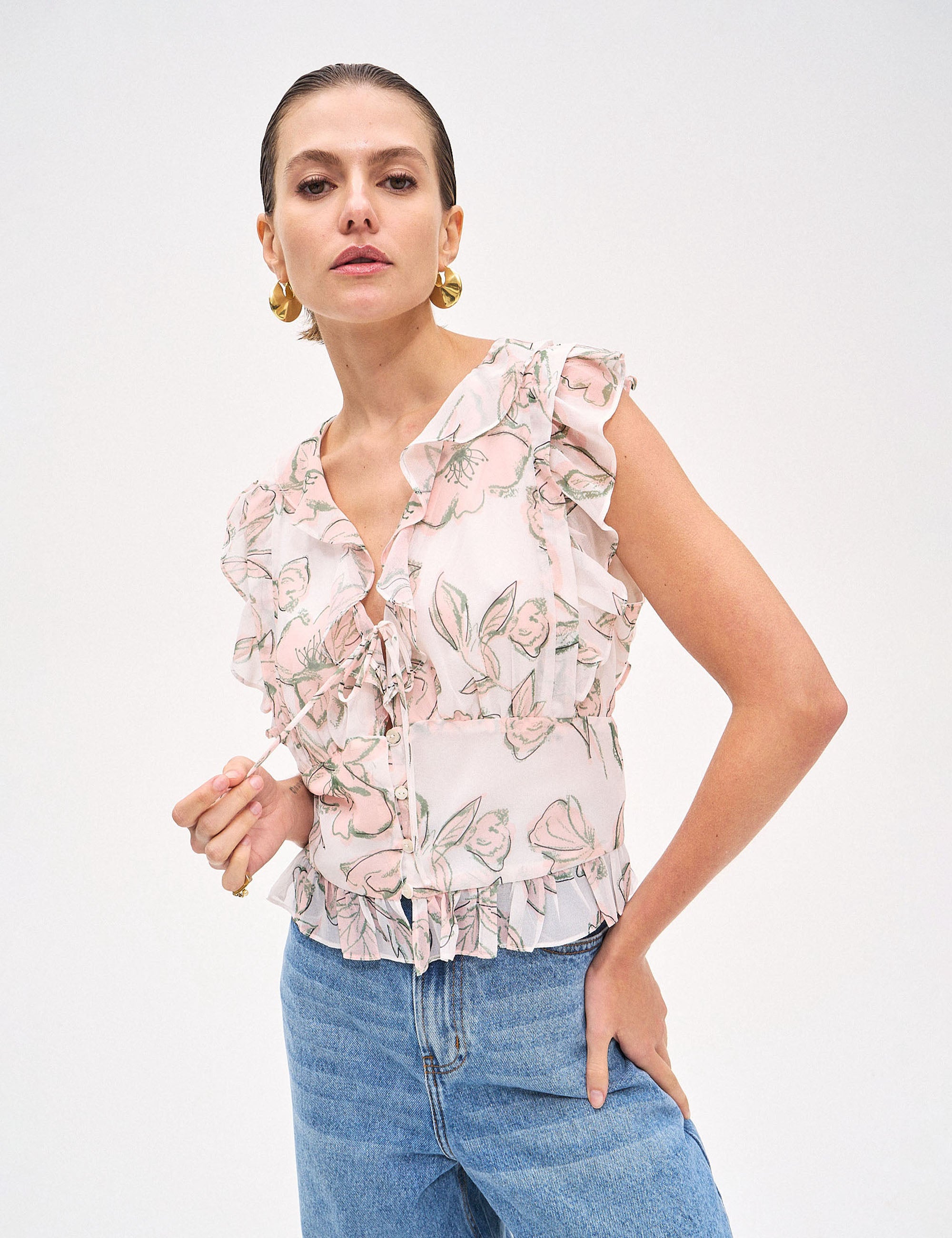 Blusa Gloria Estampada Pêssego