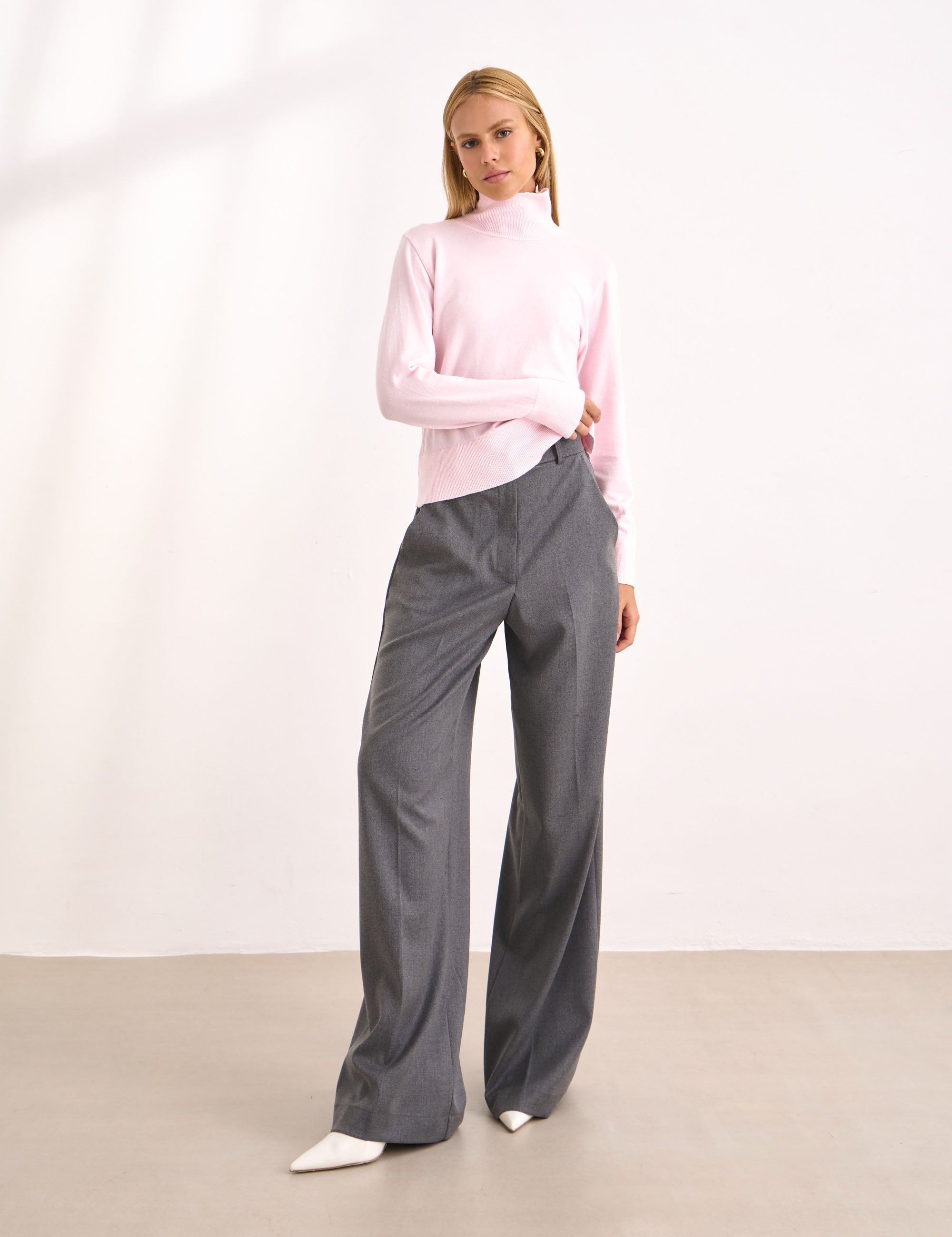 Blusa Gola Rolê Tricot Rosa
