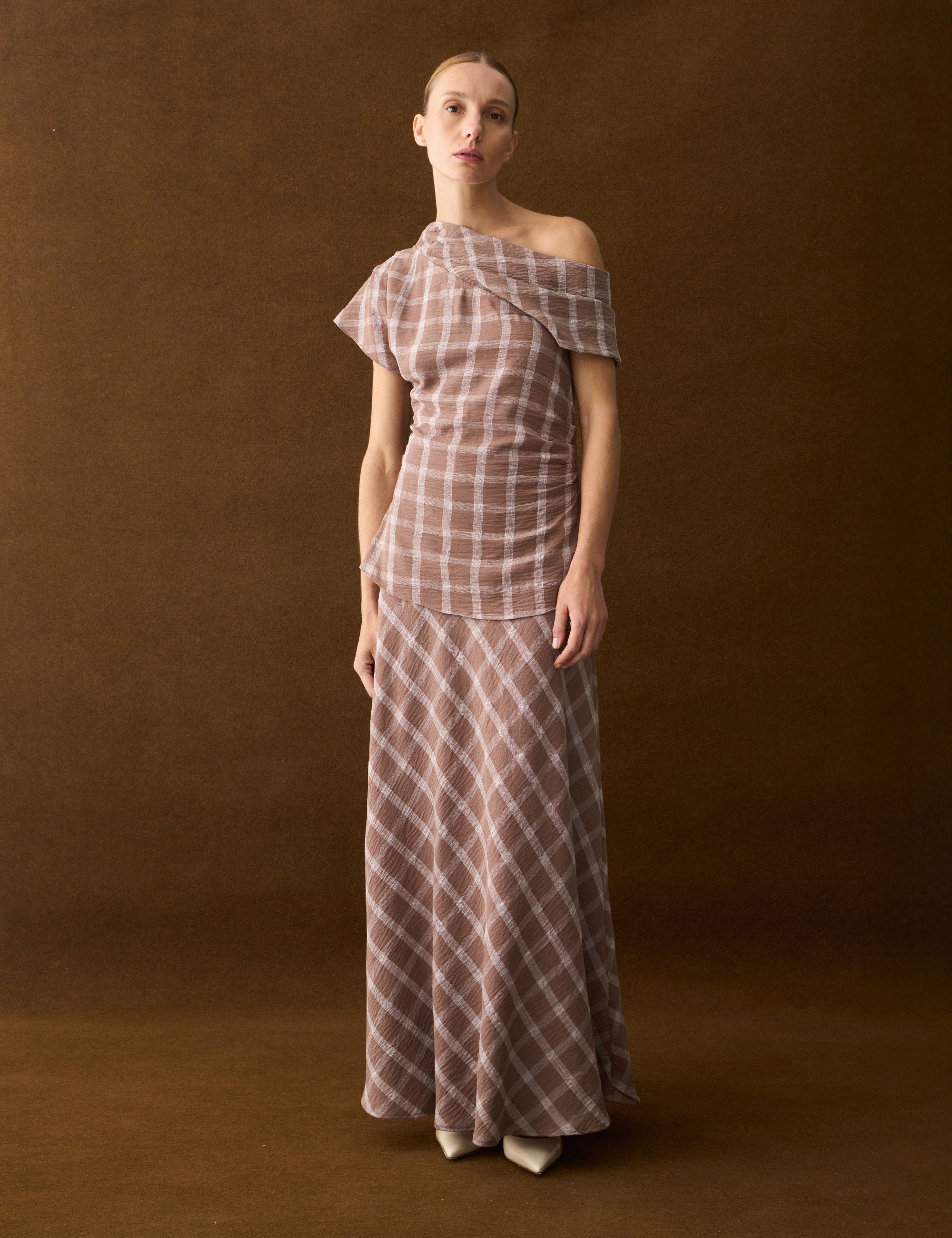 Blusa Graziela Xadrez Marrom