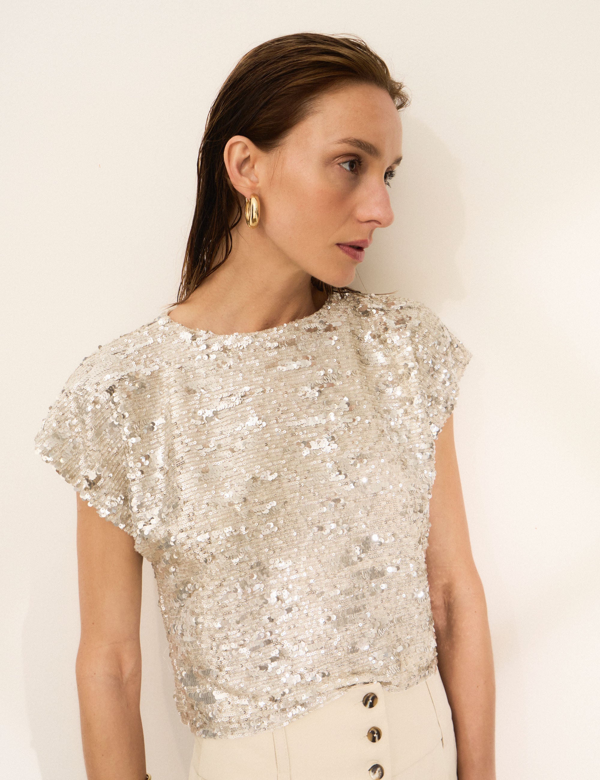 Blusa Lara Paetê Prata