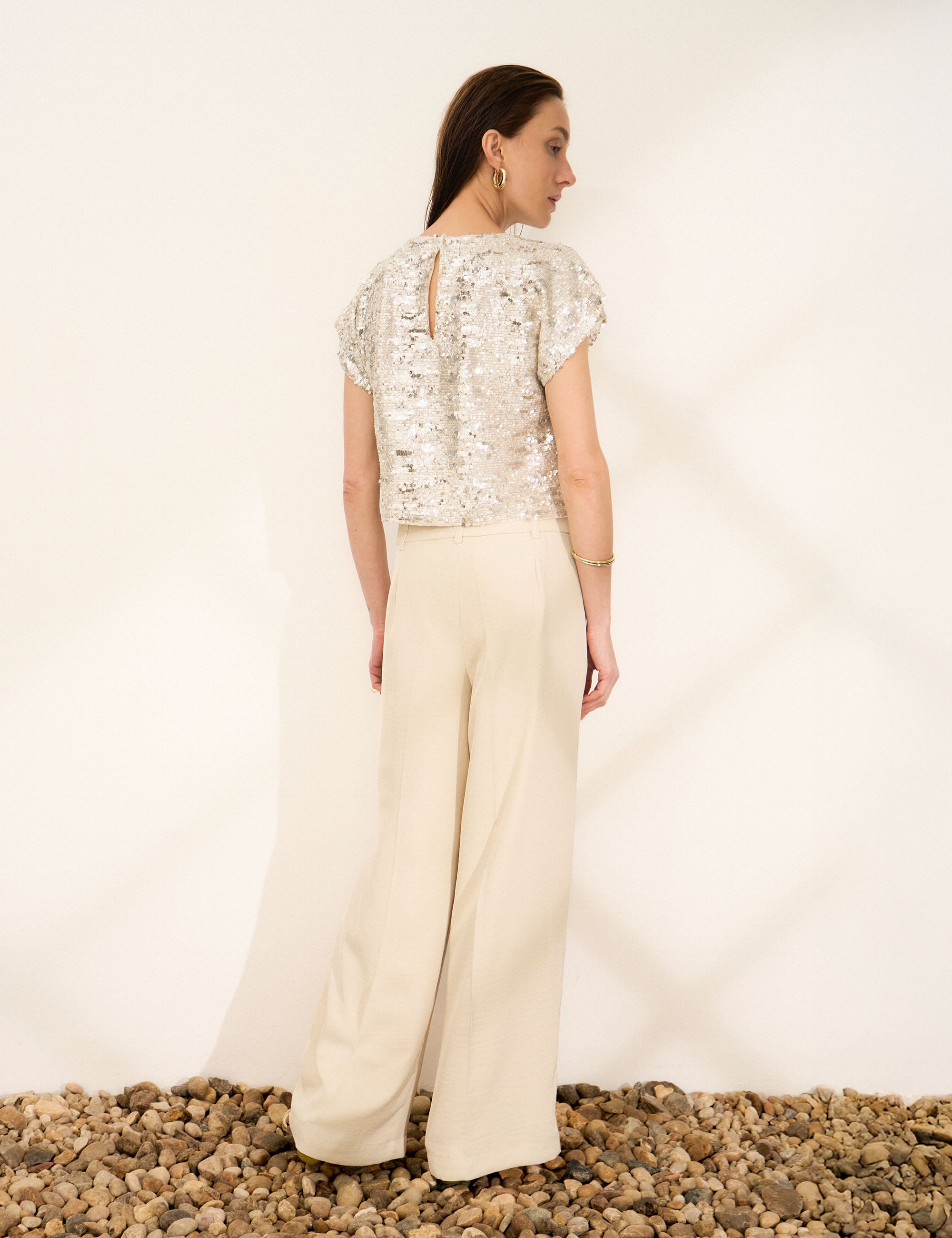 Blusa Lara Paetê Prata