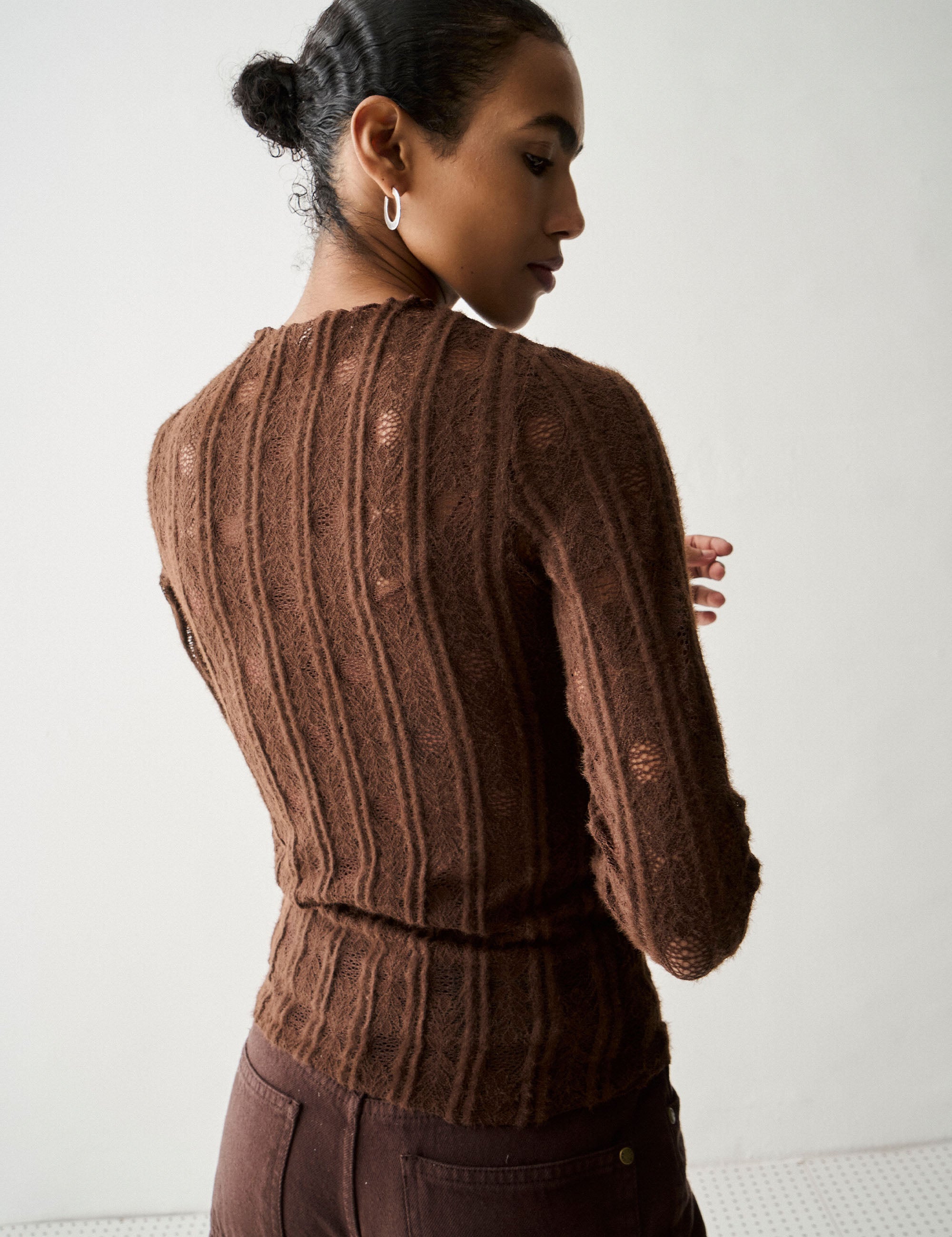 Blusa Lorena Renda Marrom