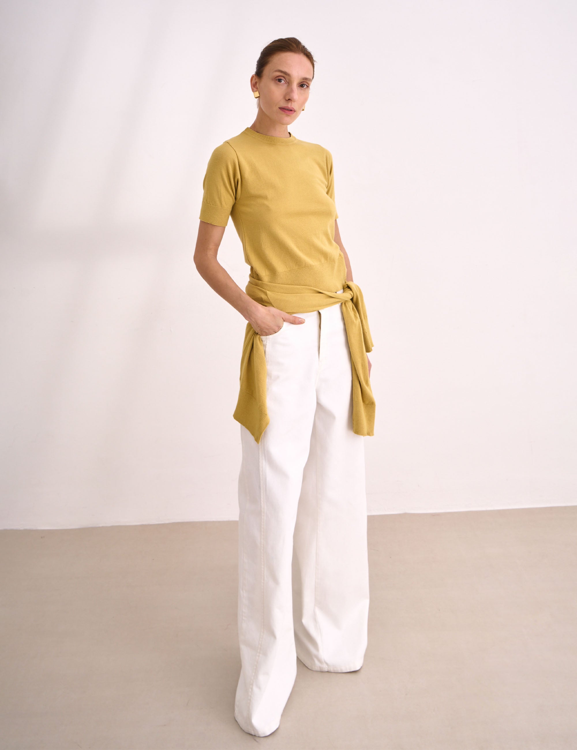 Blusa Manga Curta Tricot Amarelo