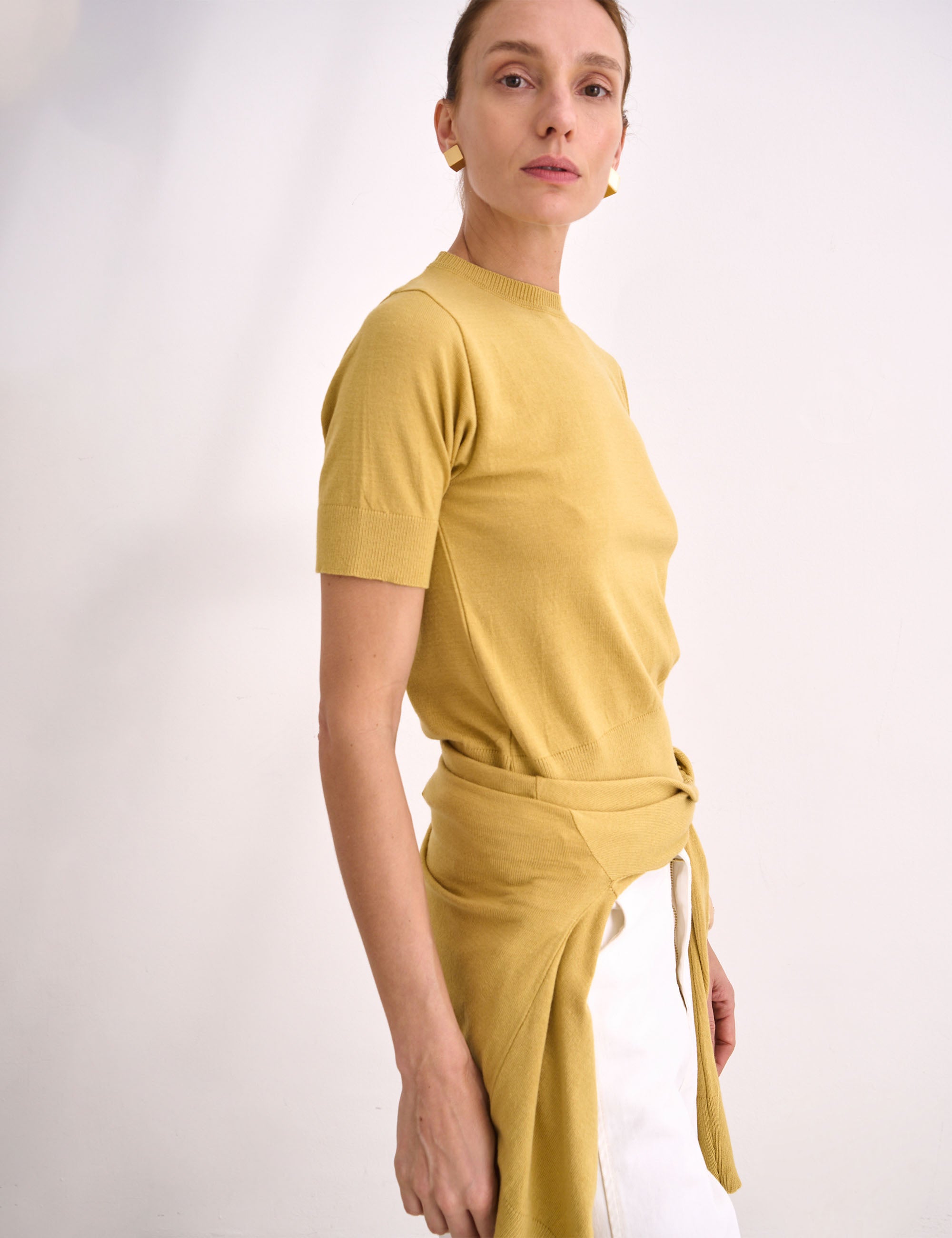 Blusa Manga Curta Tricot Amarelo