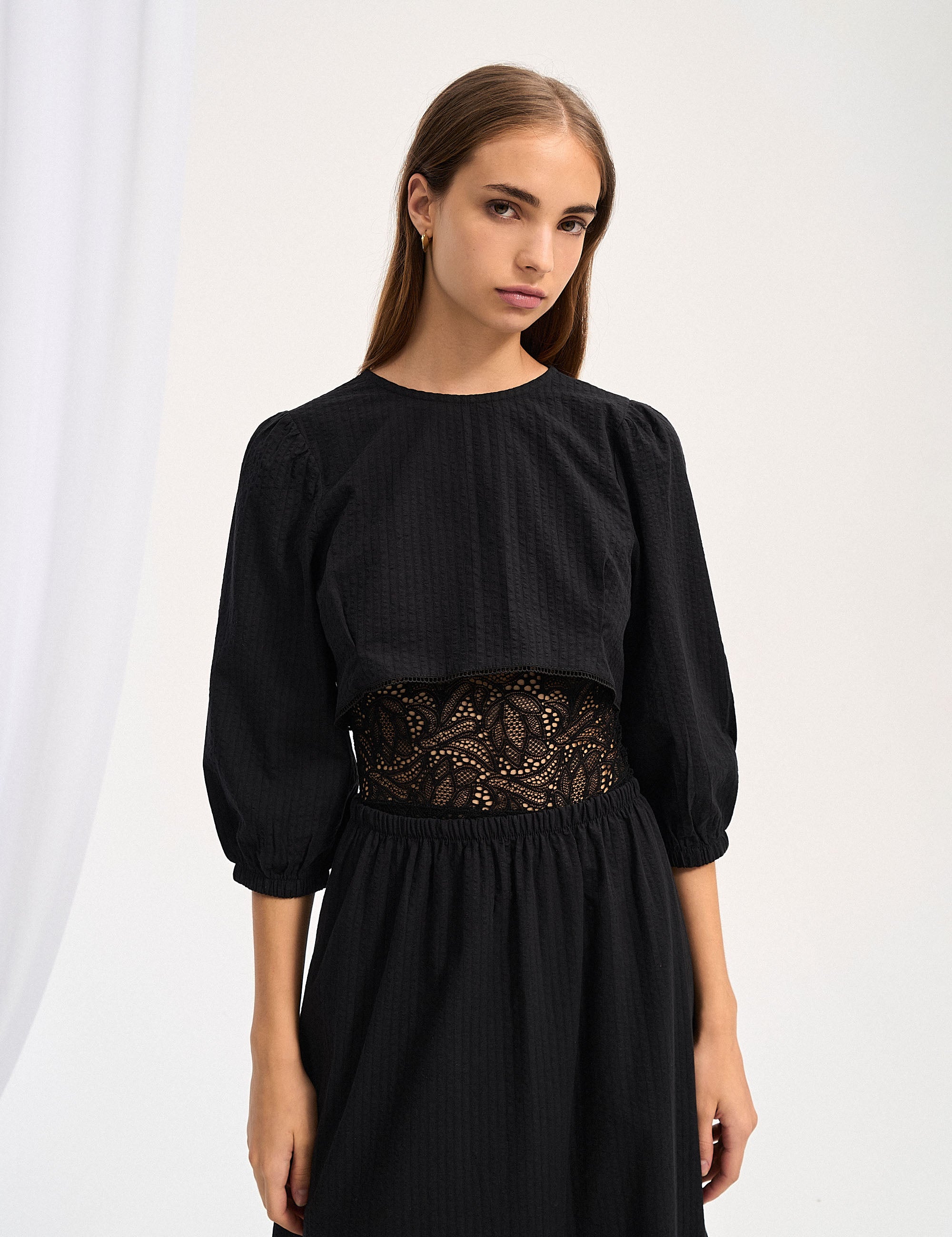 Blusa Manu Tricoline Preto