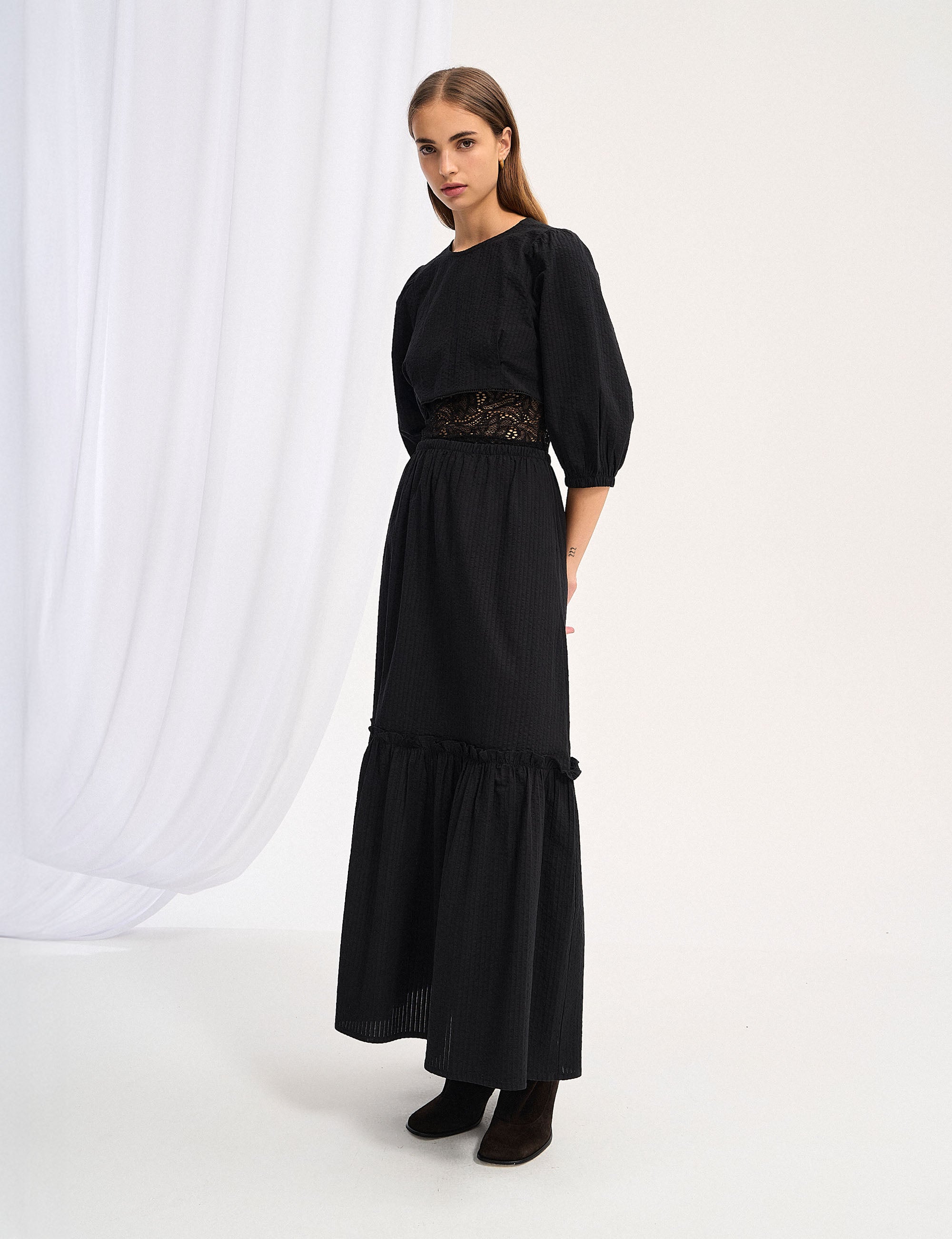 Blusa Manu Tricoline Preto