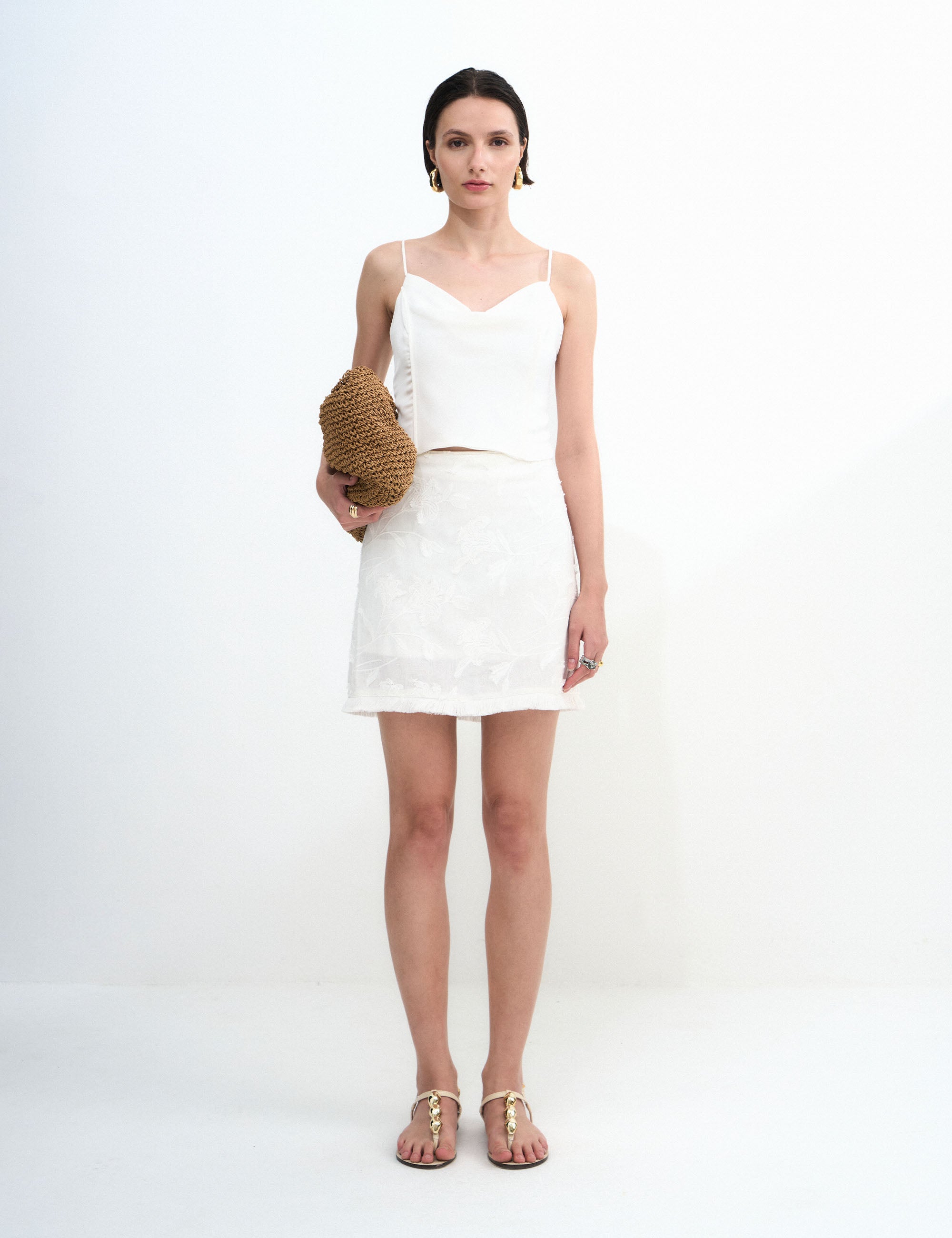 Saia Lila Bordada Off White