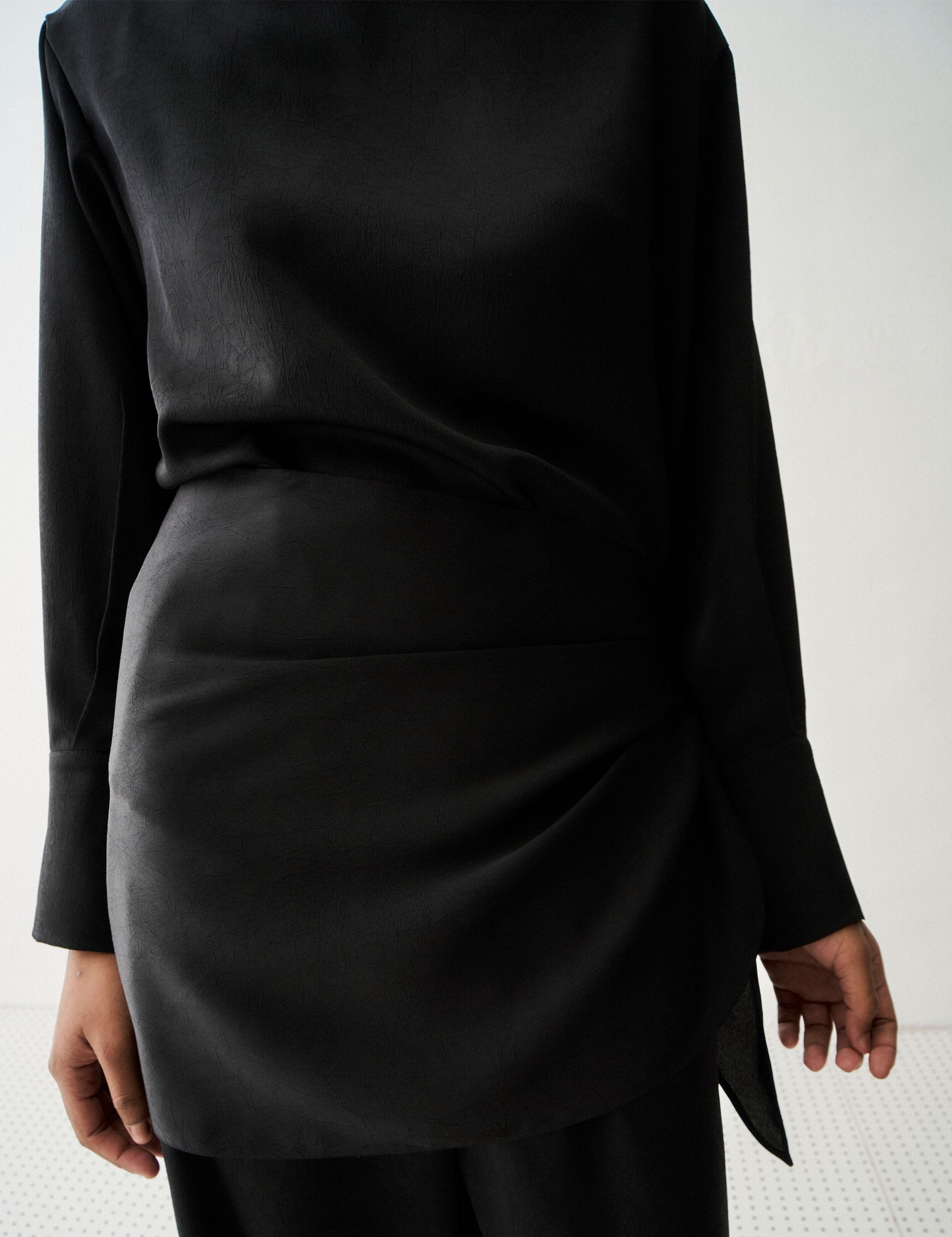 Calça Lenço Mayara Cetim Preto