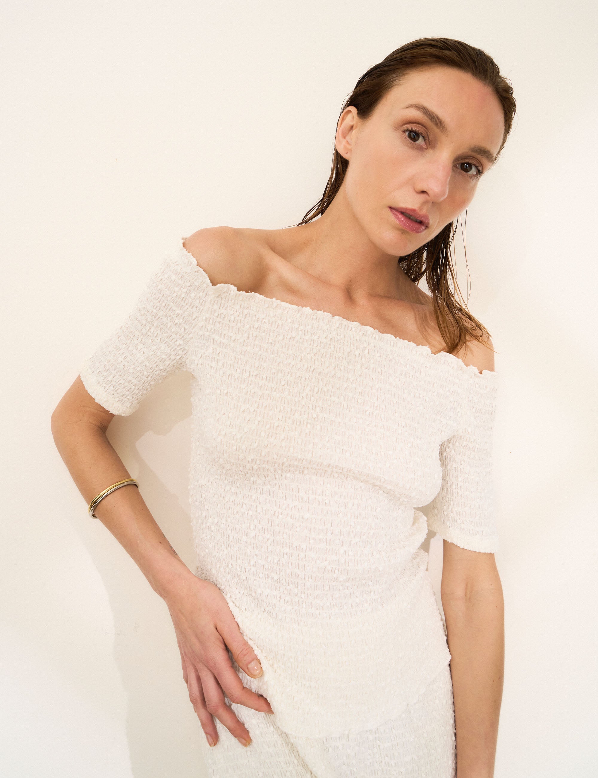Blusa Mia Plissada Off White