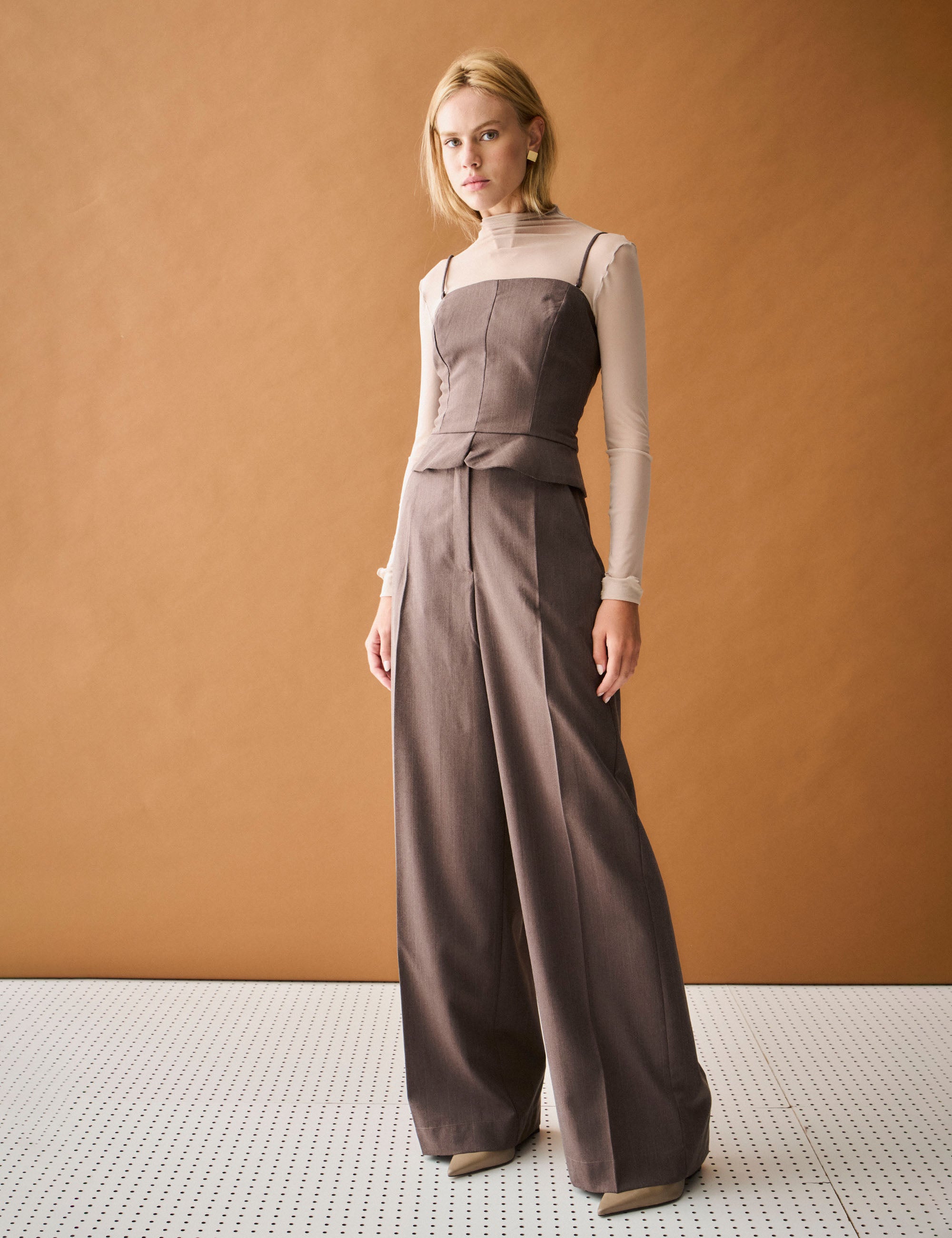 Blusa Nysa Alfaiataria Marrom
