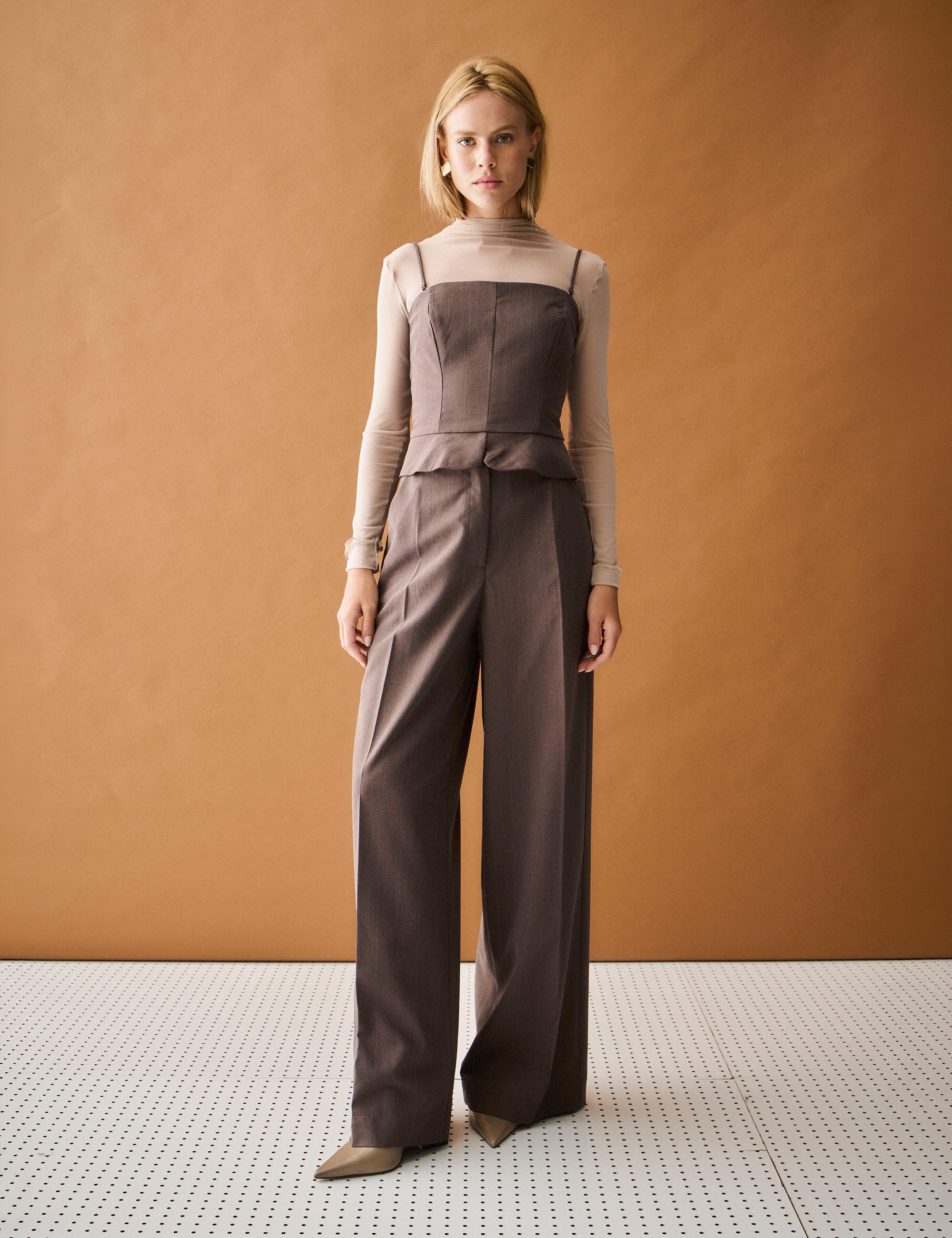 Blusa Nysa Alfaiataria Marrom