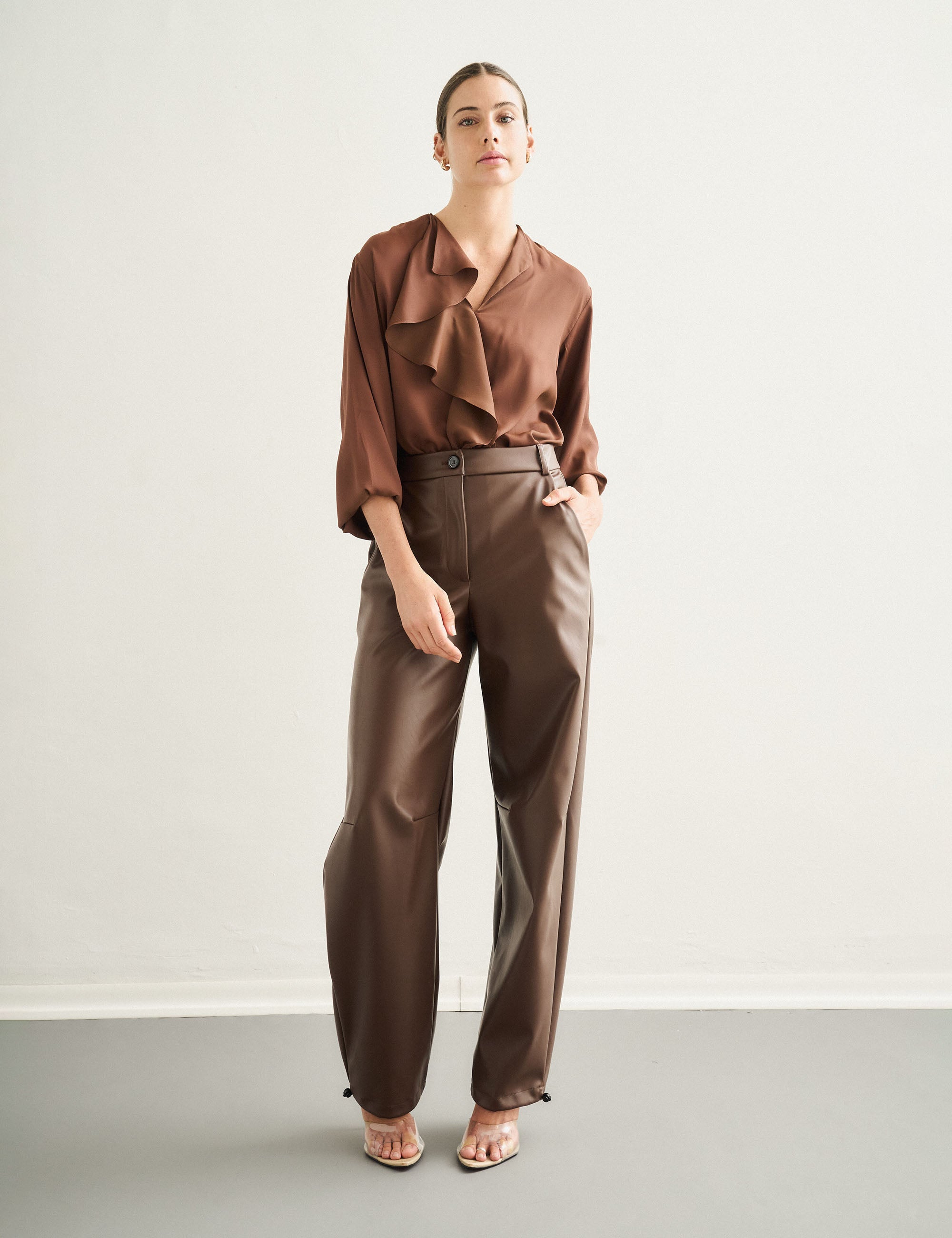 Blusa Paola Crepe Marrom