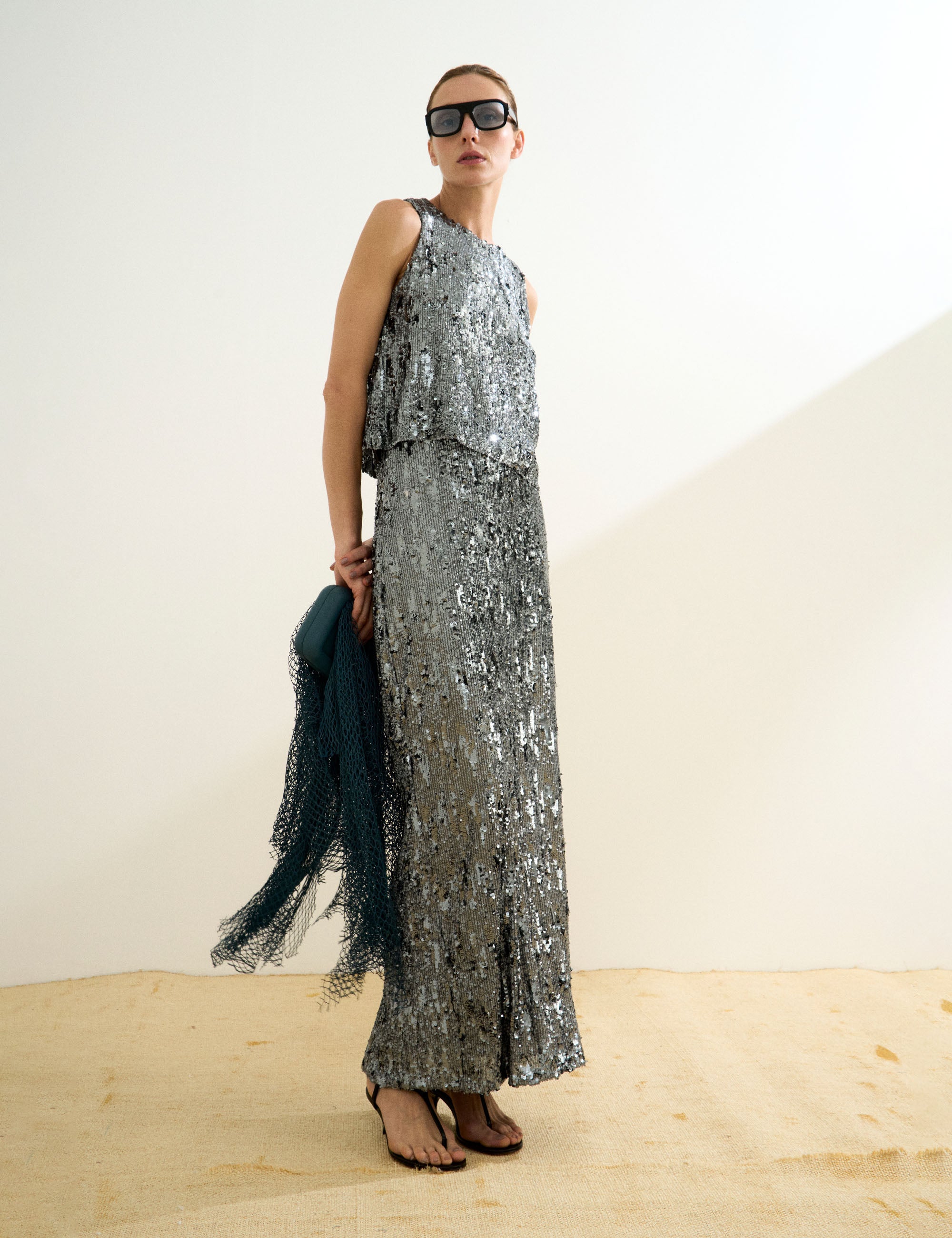 Saia Paradiso Paetê Grafite