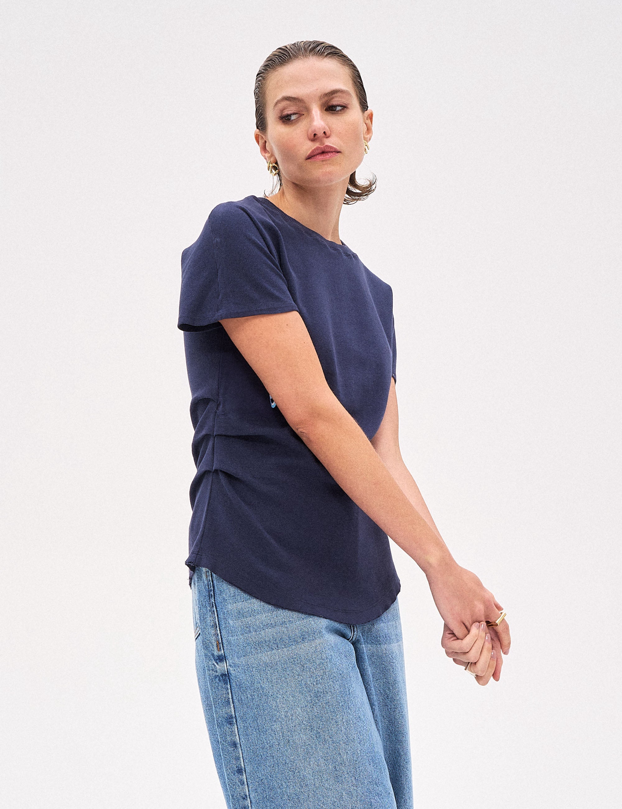 Blusa Perola Assimétrica Marinho