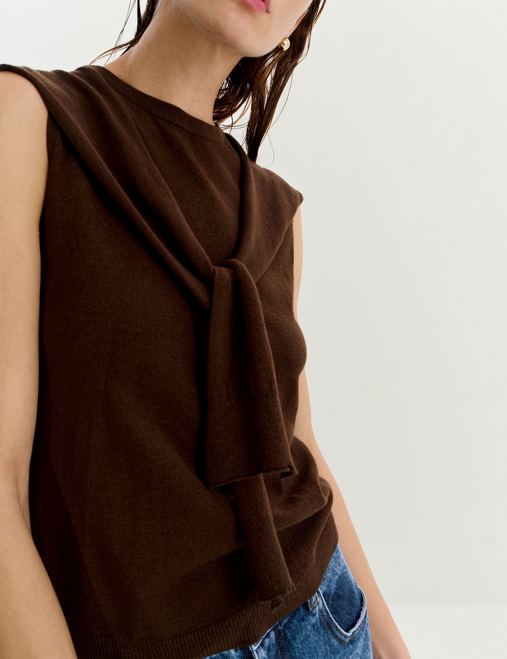 Blusa Pullover Tricot Marrom