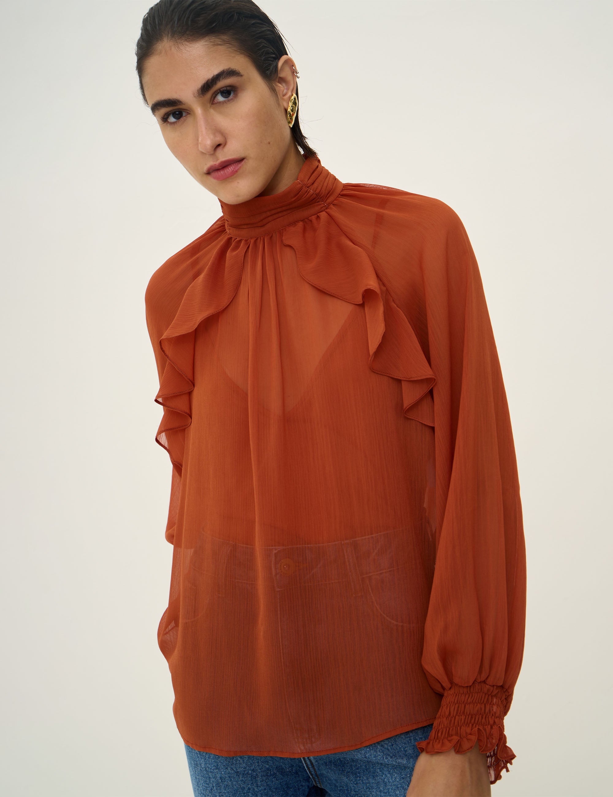 Blusa Rose Chiffon Terracota