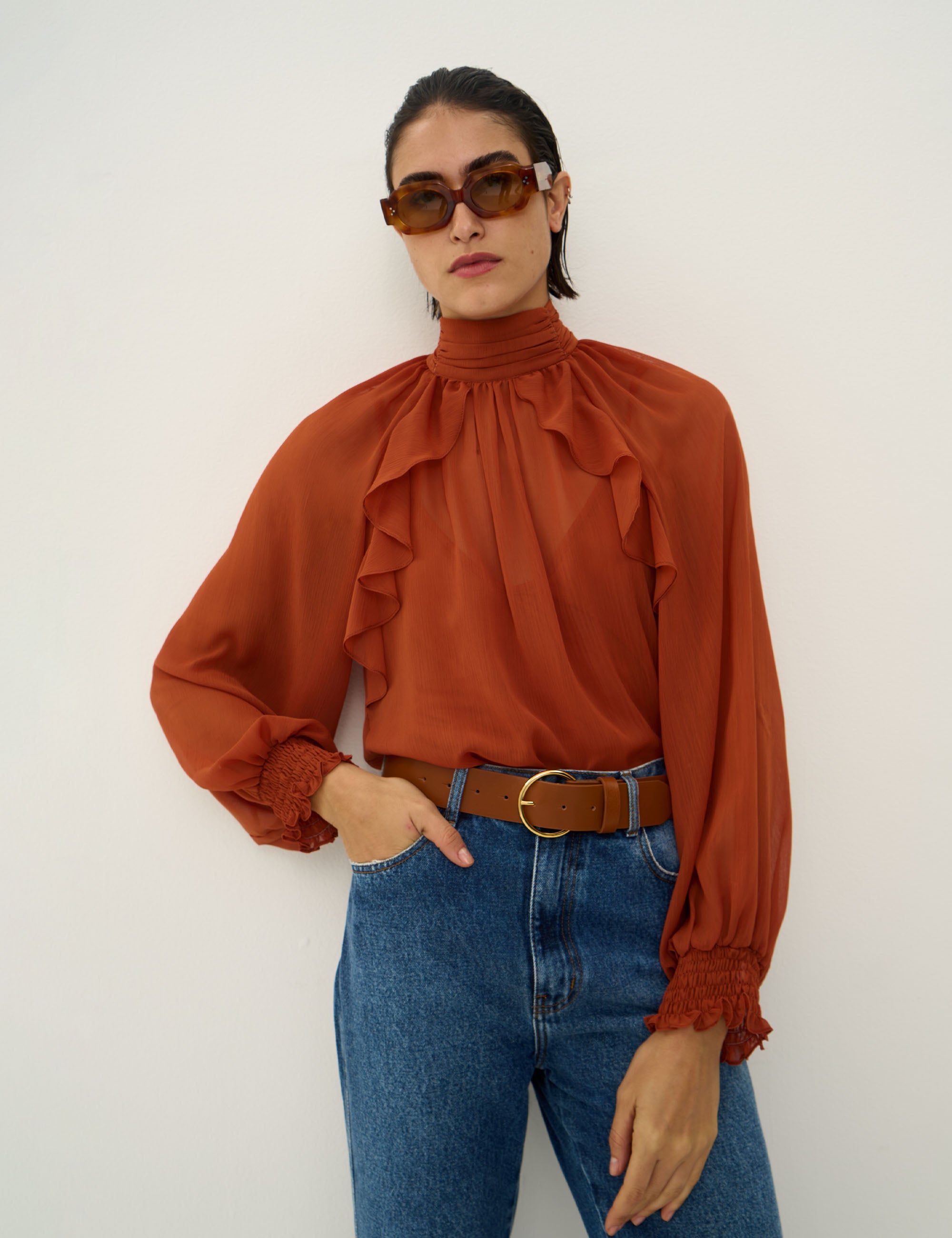 Blusa Rose Chiffon Terracota