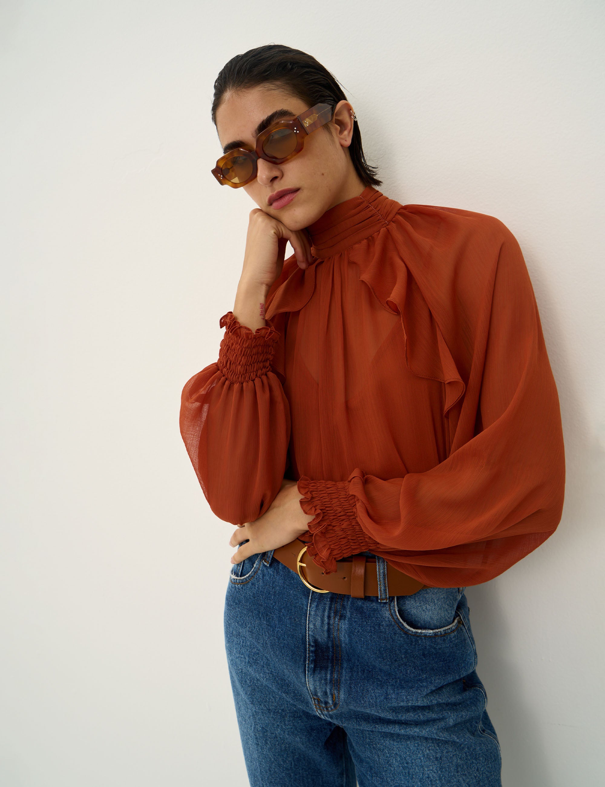 Blusa Rose Chiffon Terracota