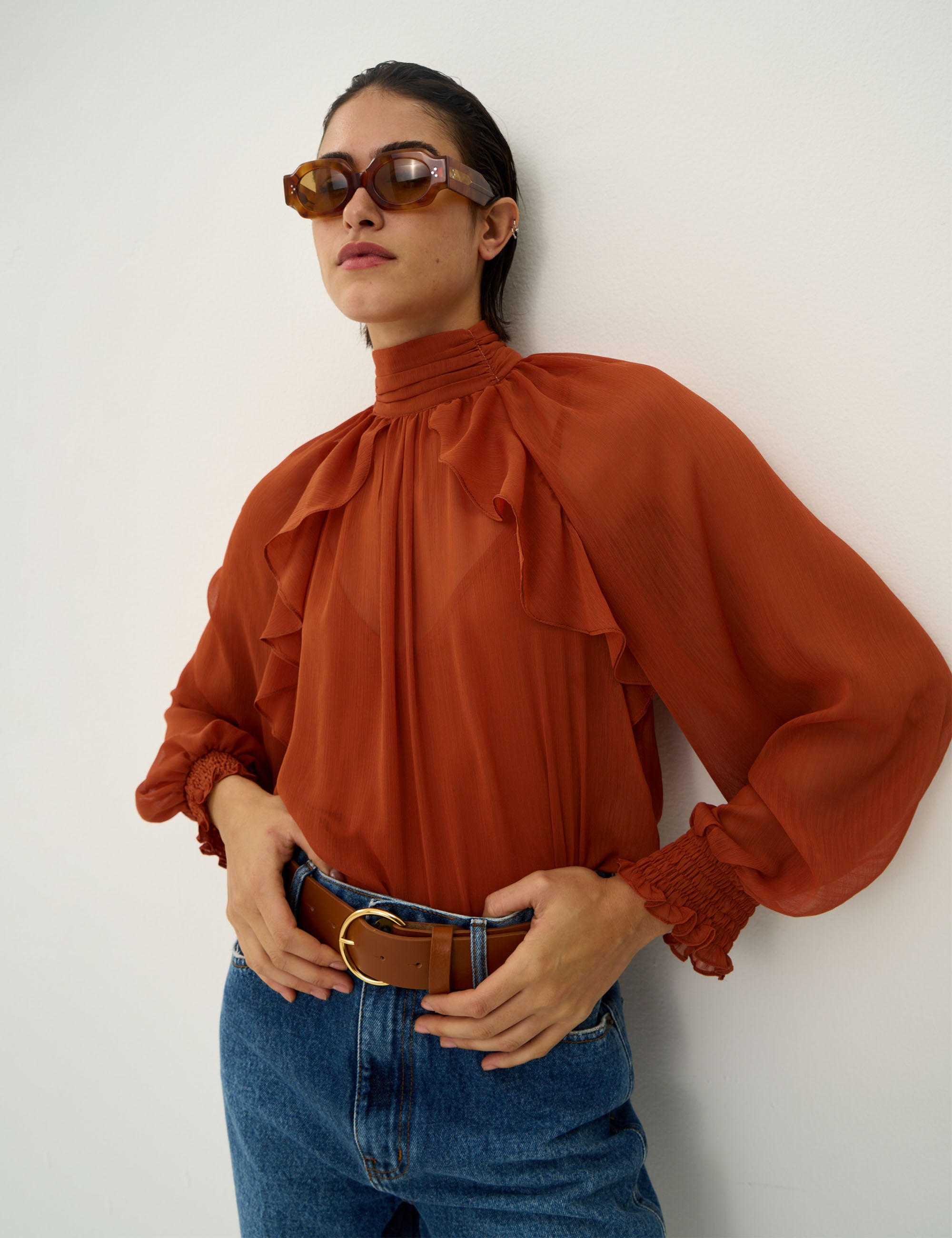 Blusa Rose Chiffon Terracota