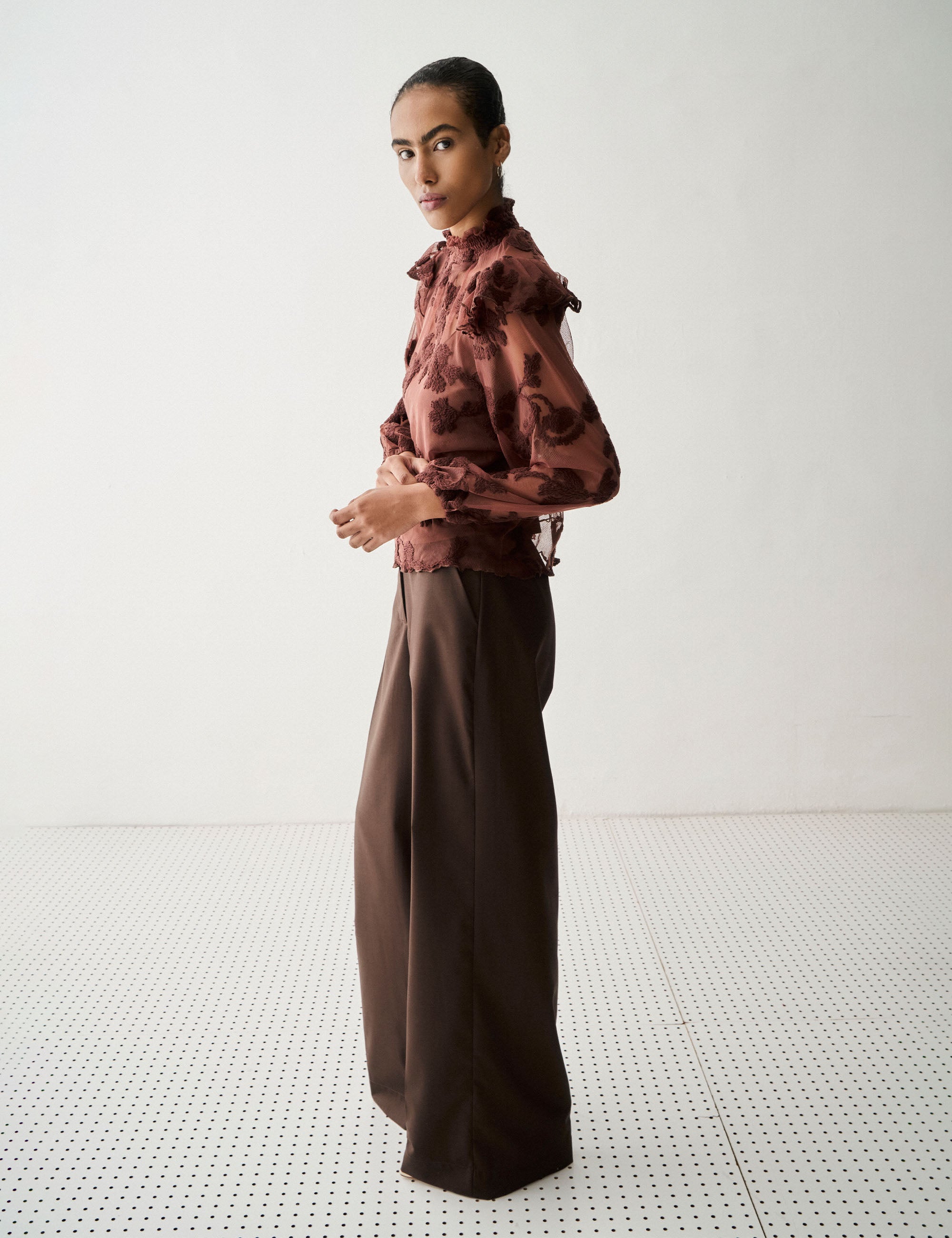 Blusa Rosy Tule Marrom