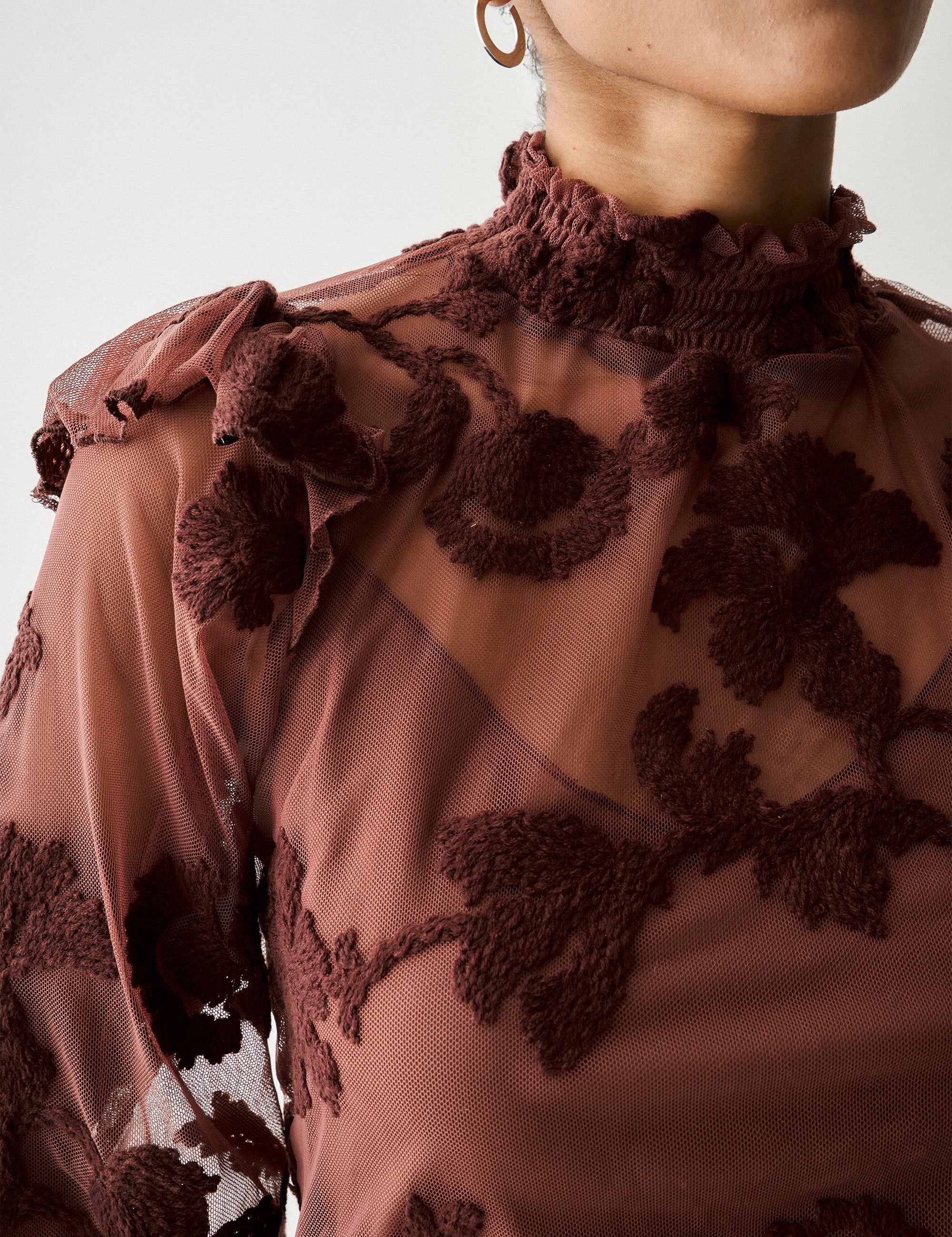 Blusa Rosy Tule Marrom