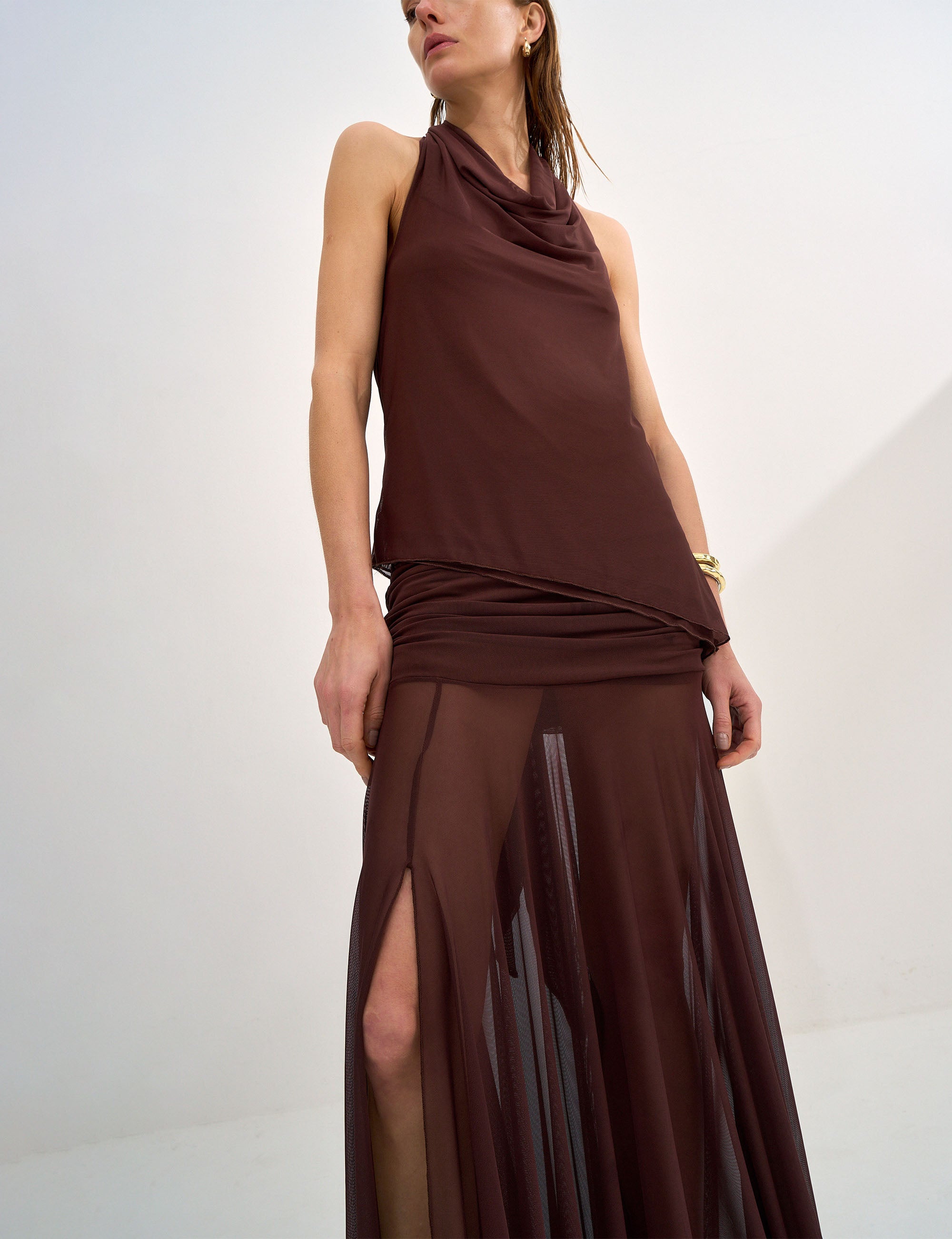 Blusa Sani Tule Marrom
