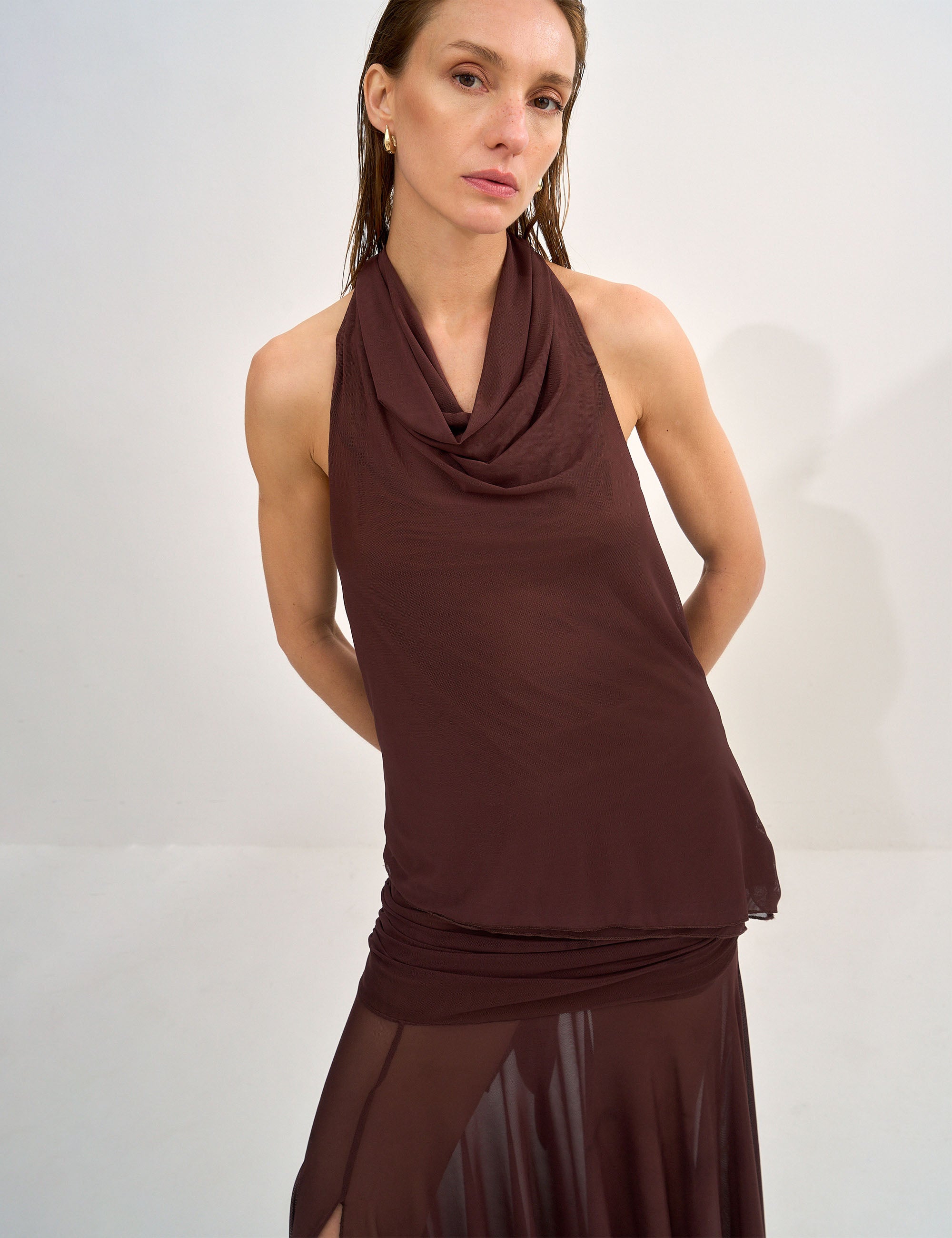 Blusa Sani Tule Marrom