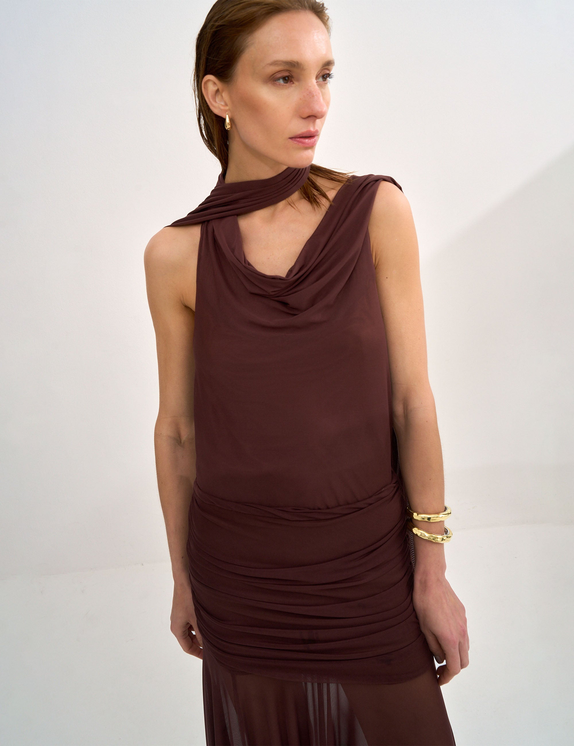 Blusa Sani Tule Marrom