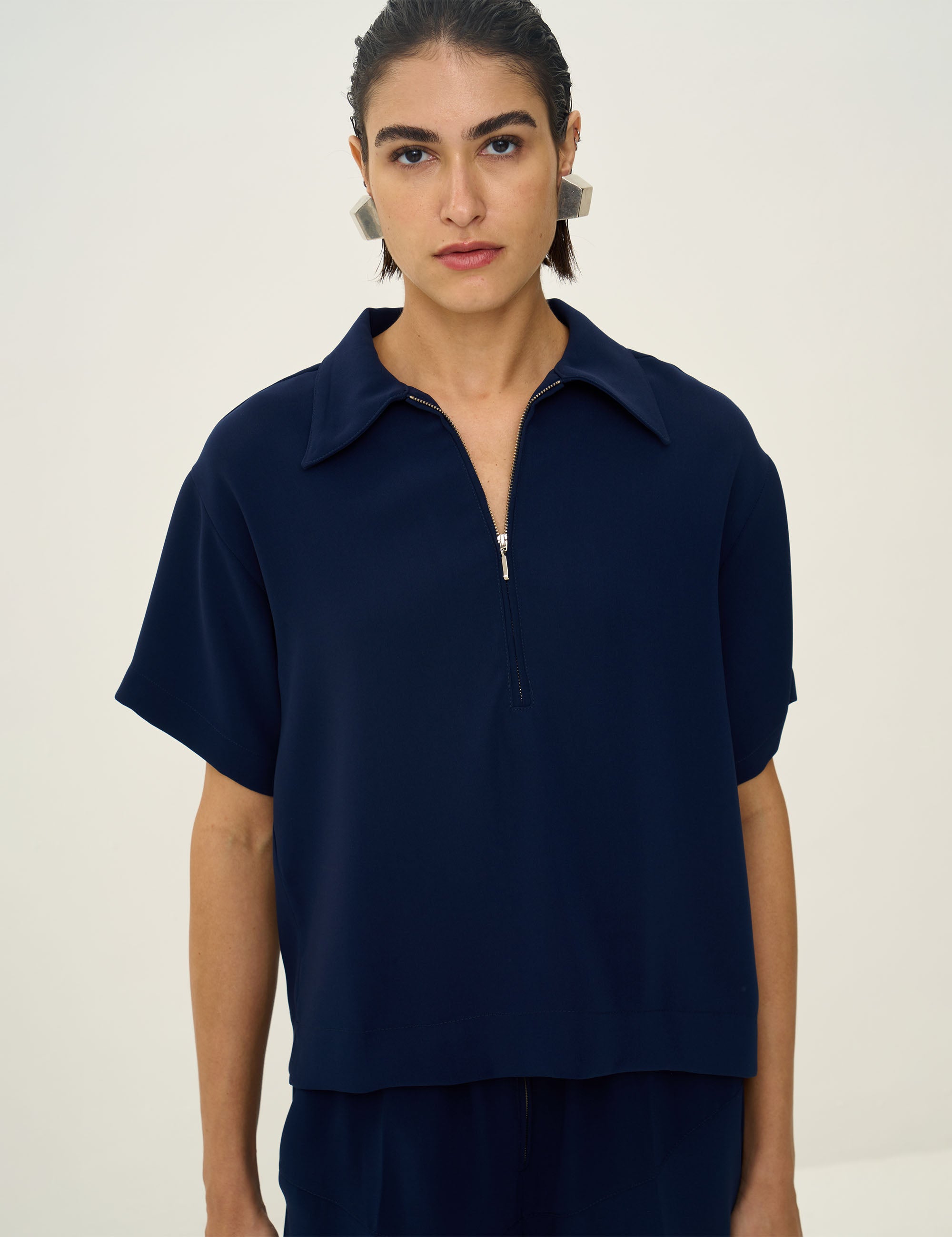 Blusa Talita Crepe Azul Noite