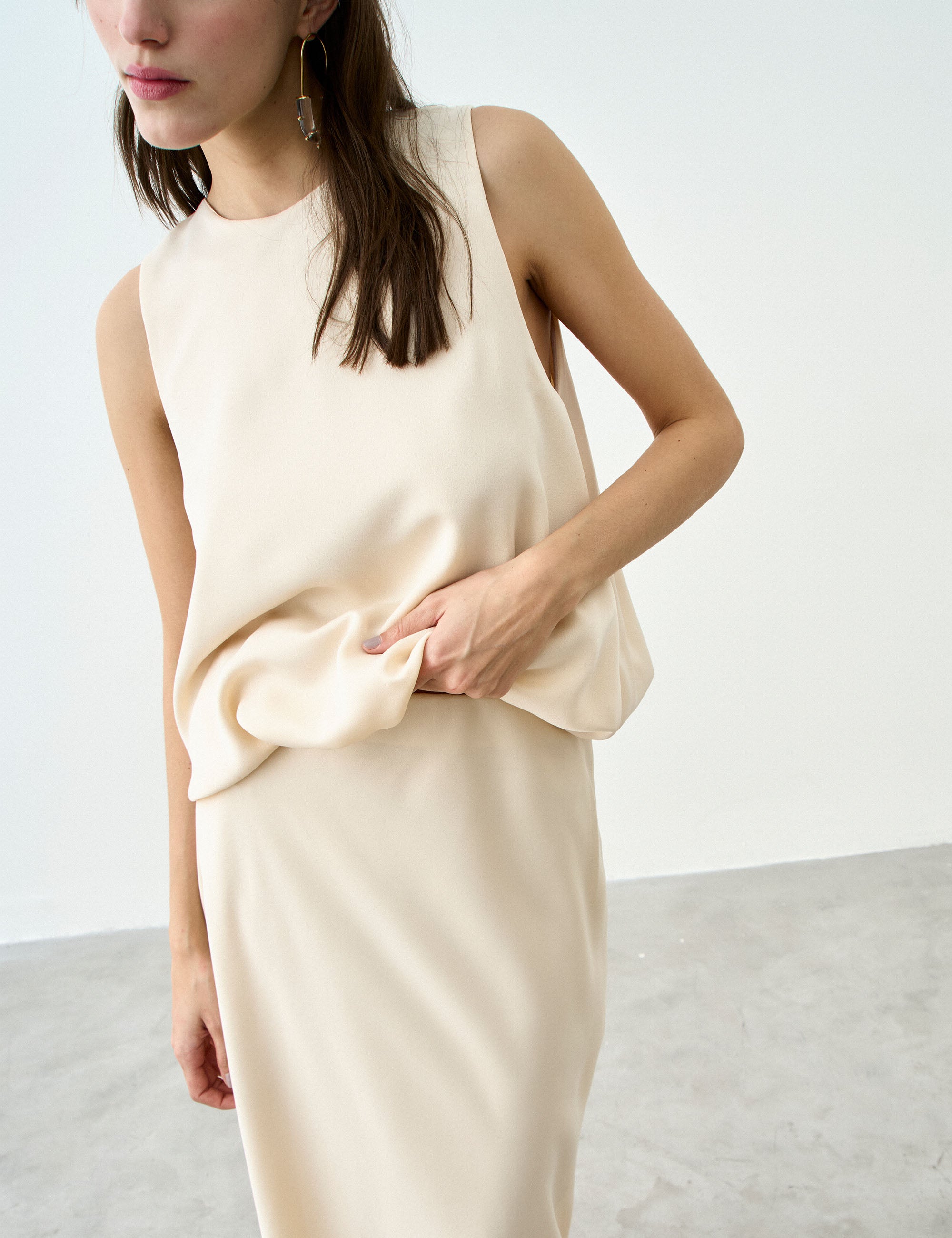 Blusa Velvet Crepe Alfaiataria Marfim