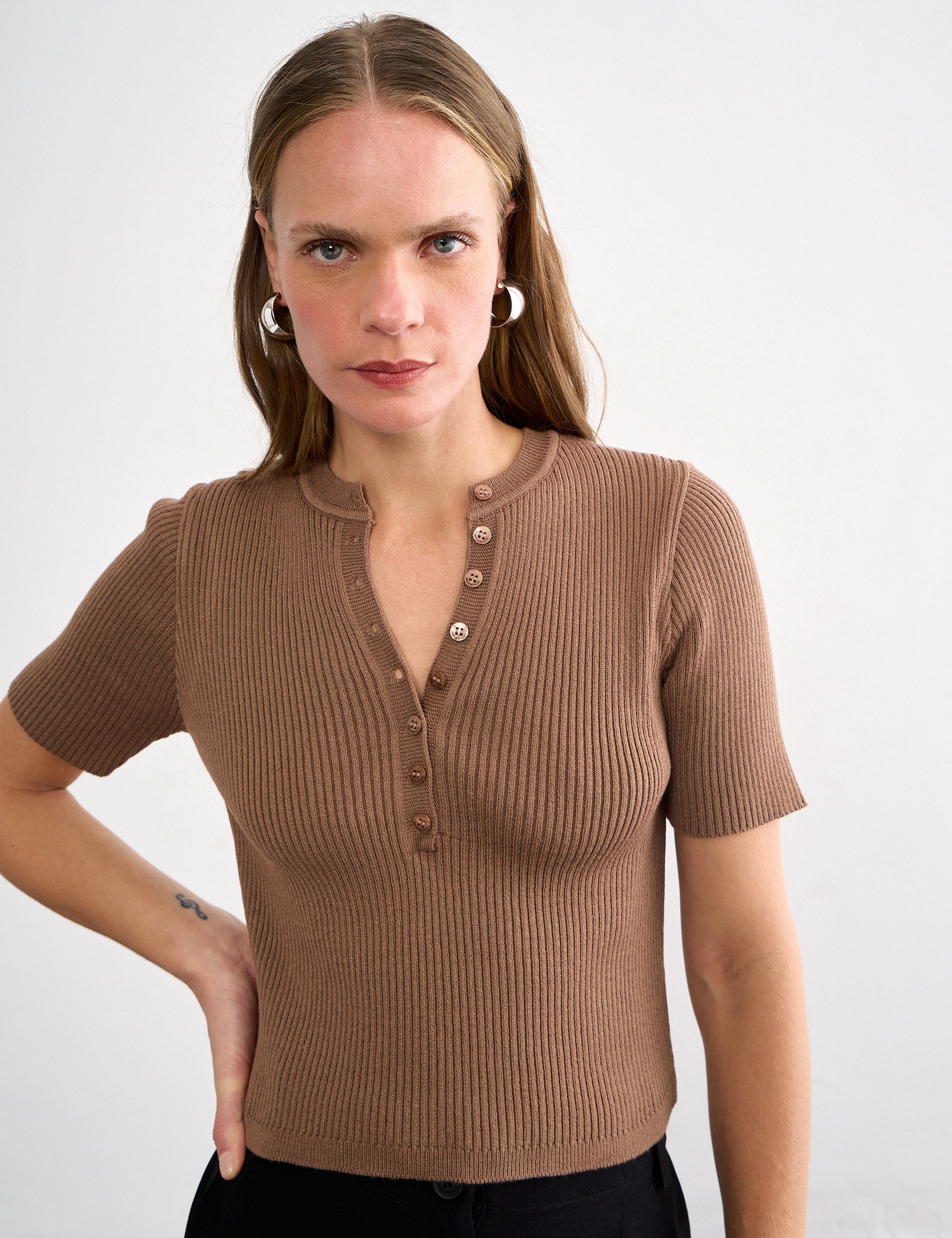 Blusa Yani Tricot Camelo