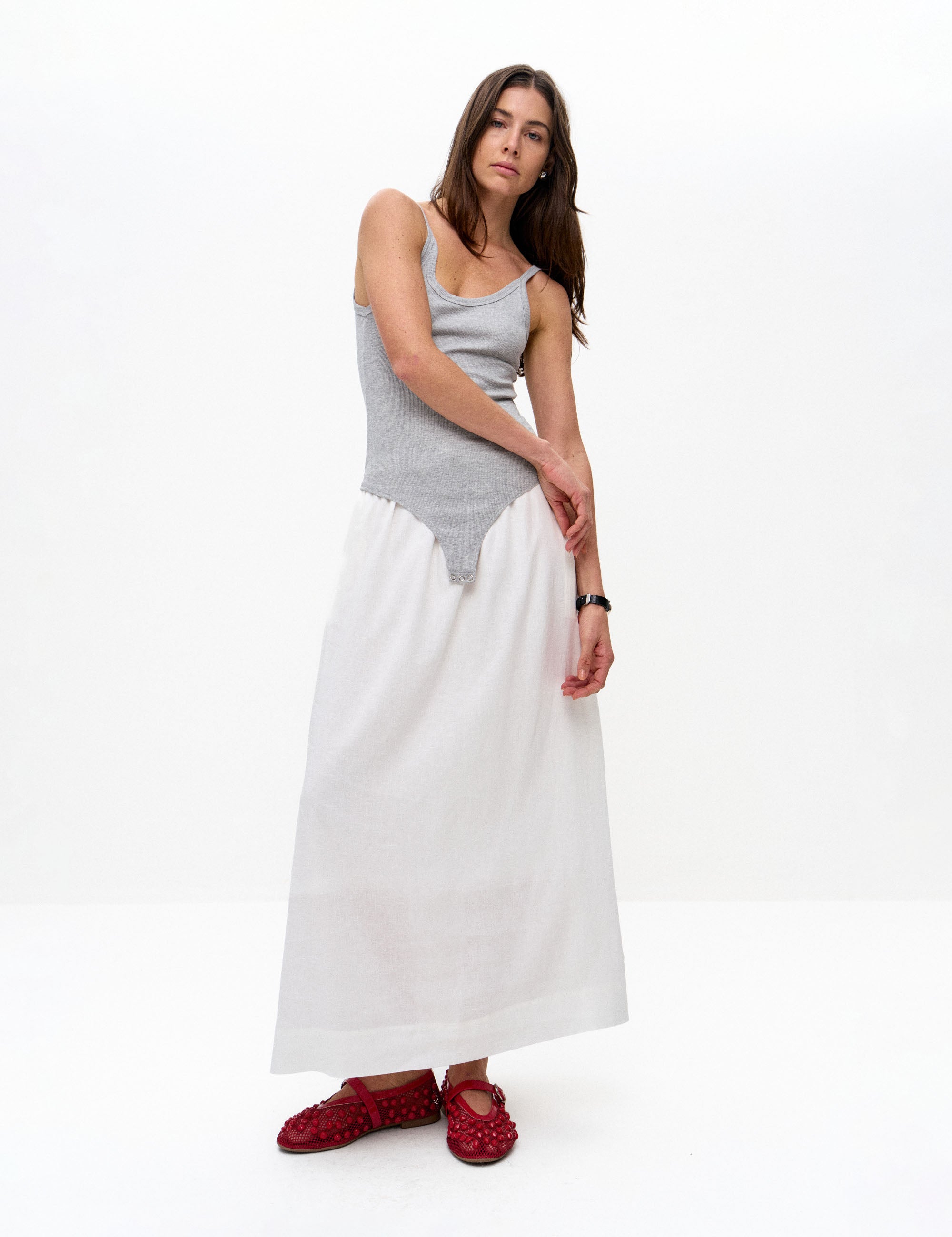 Body Camille Canelado Cinza Mescla