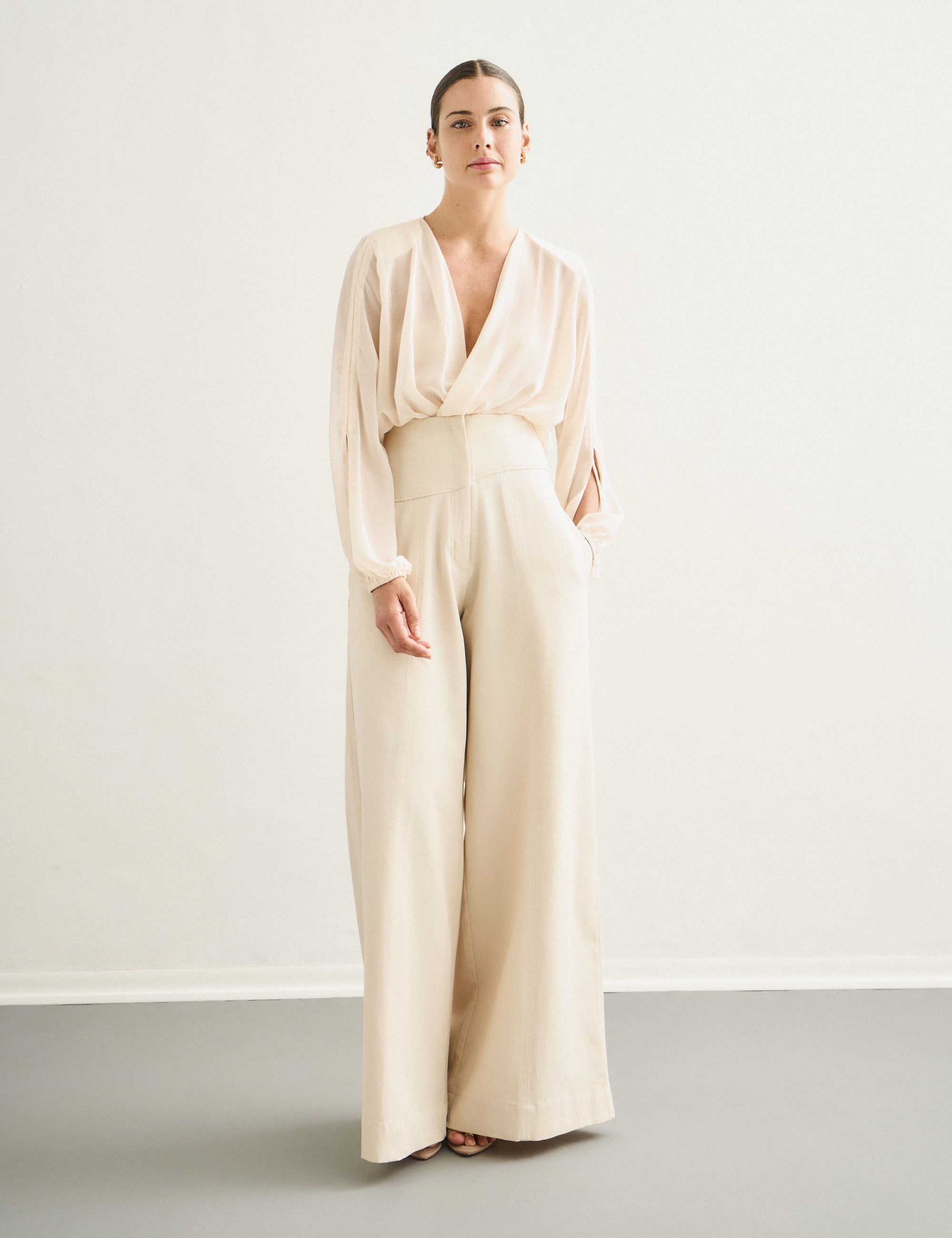 Body Transpassado Chiffon Pérola