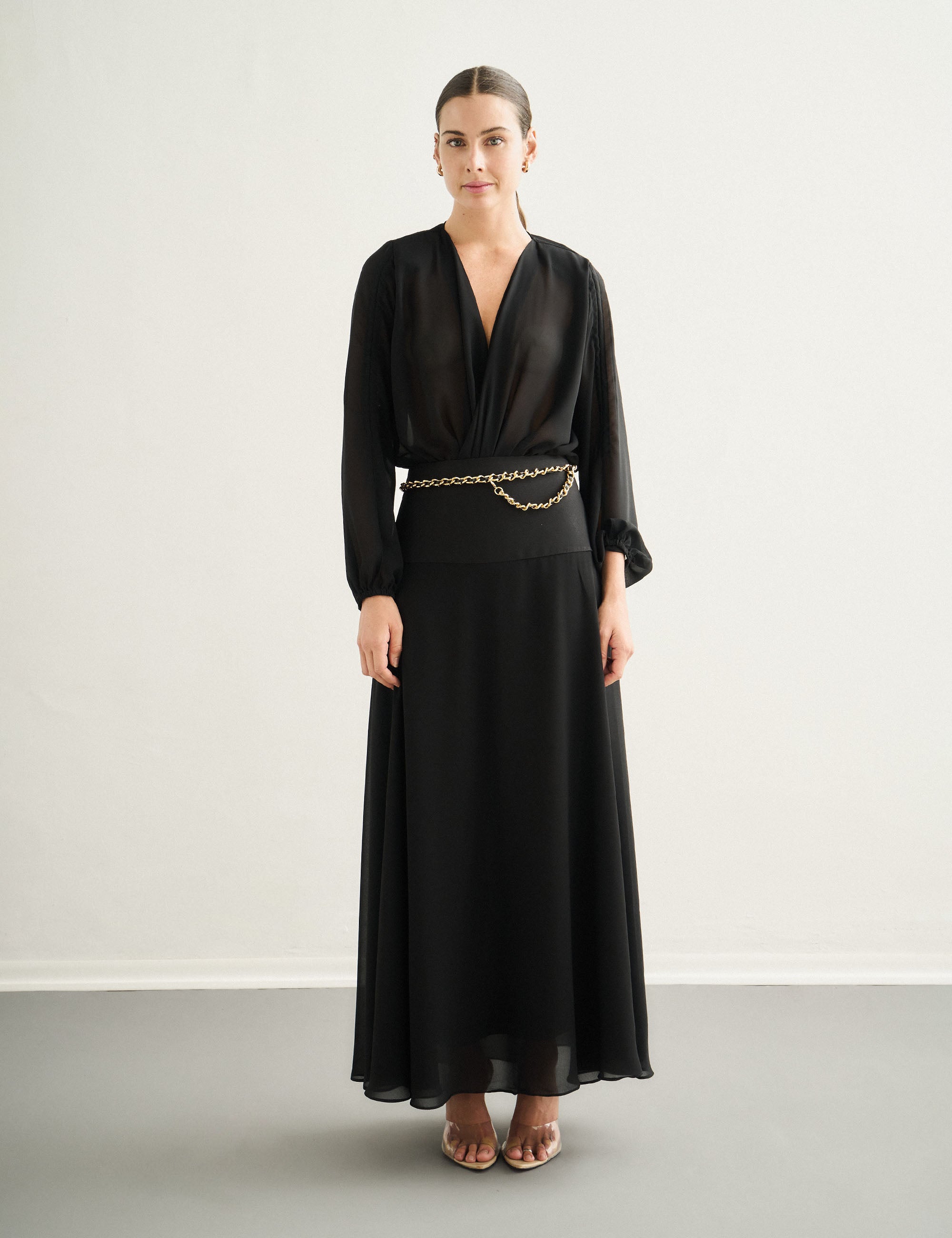 Body Transpassado Chiffon Preto