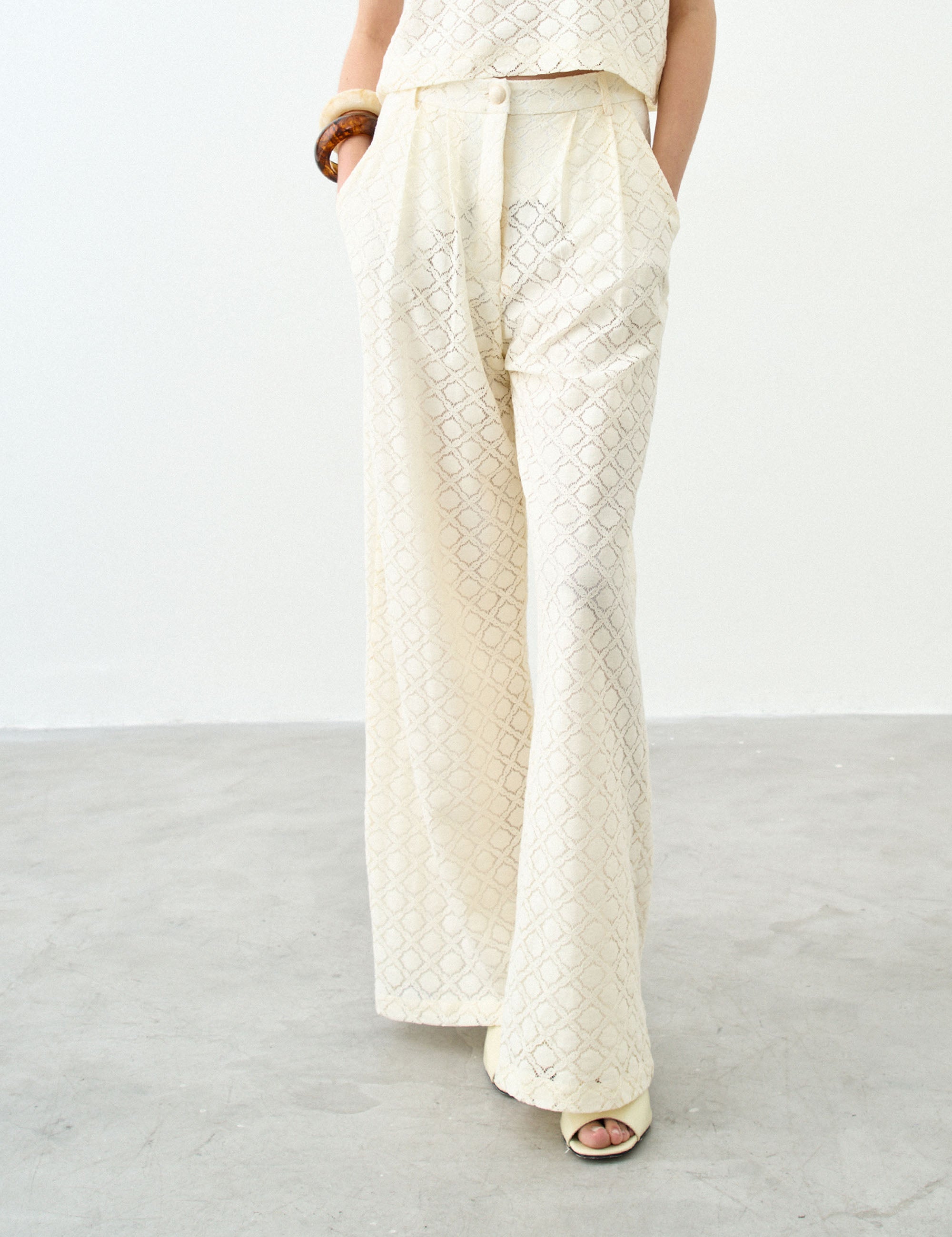 Calça Caroline Renda Marfim