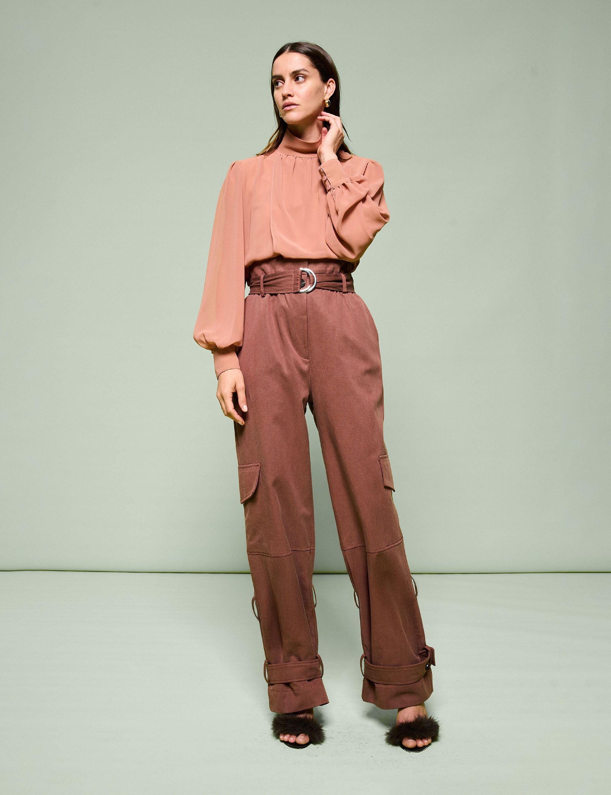Calça Danielle Maxi Pocket Marrom