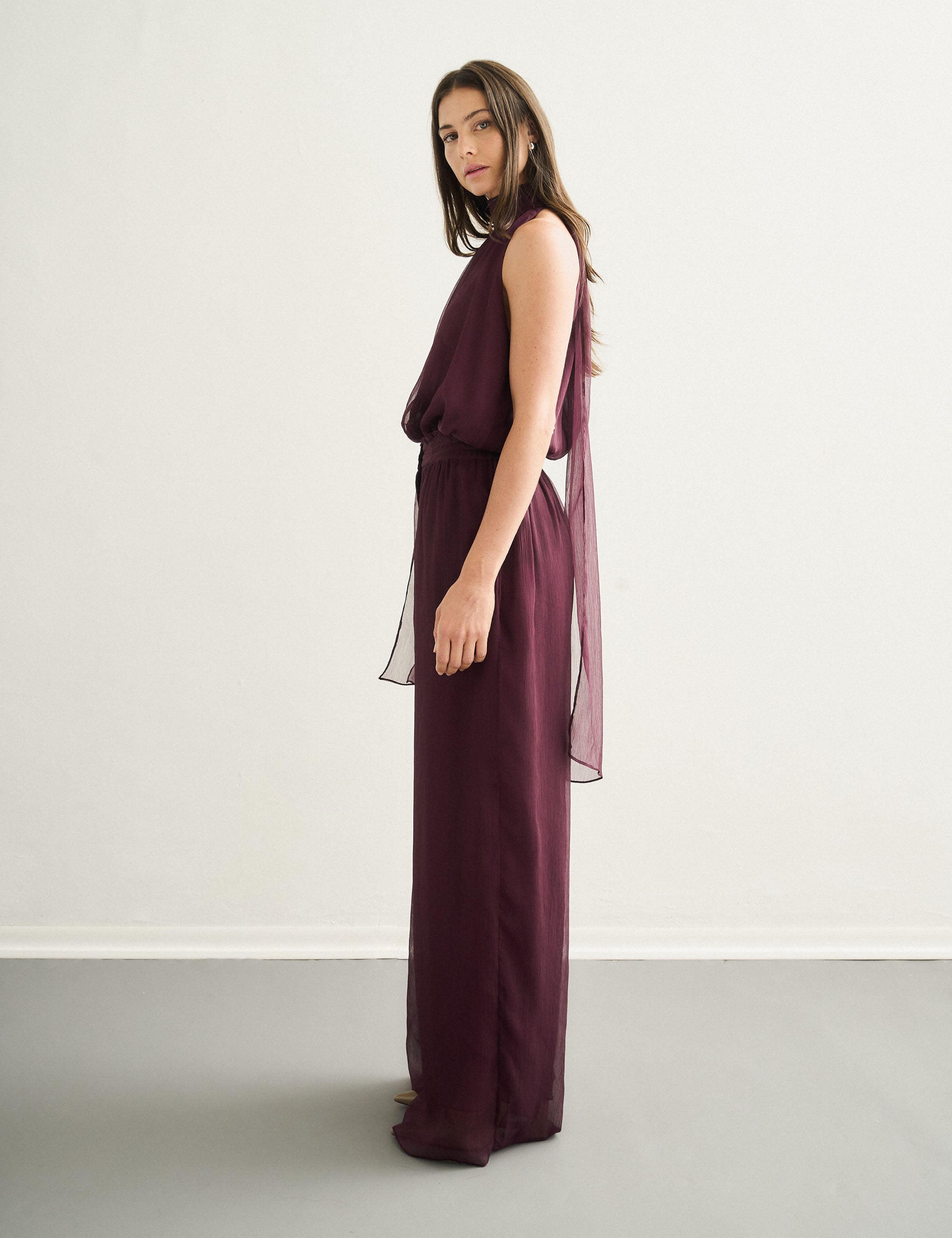 Calça Amélia Fluida Bordeaux
