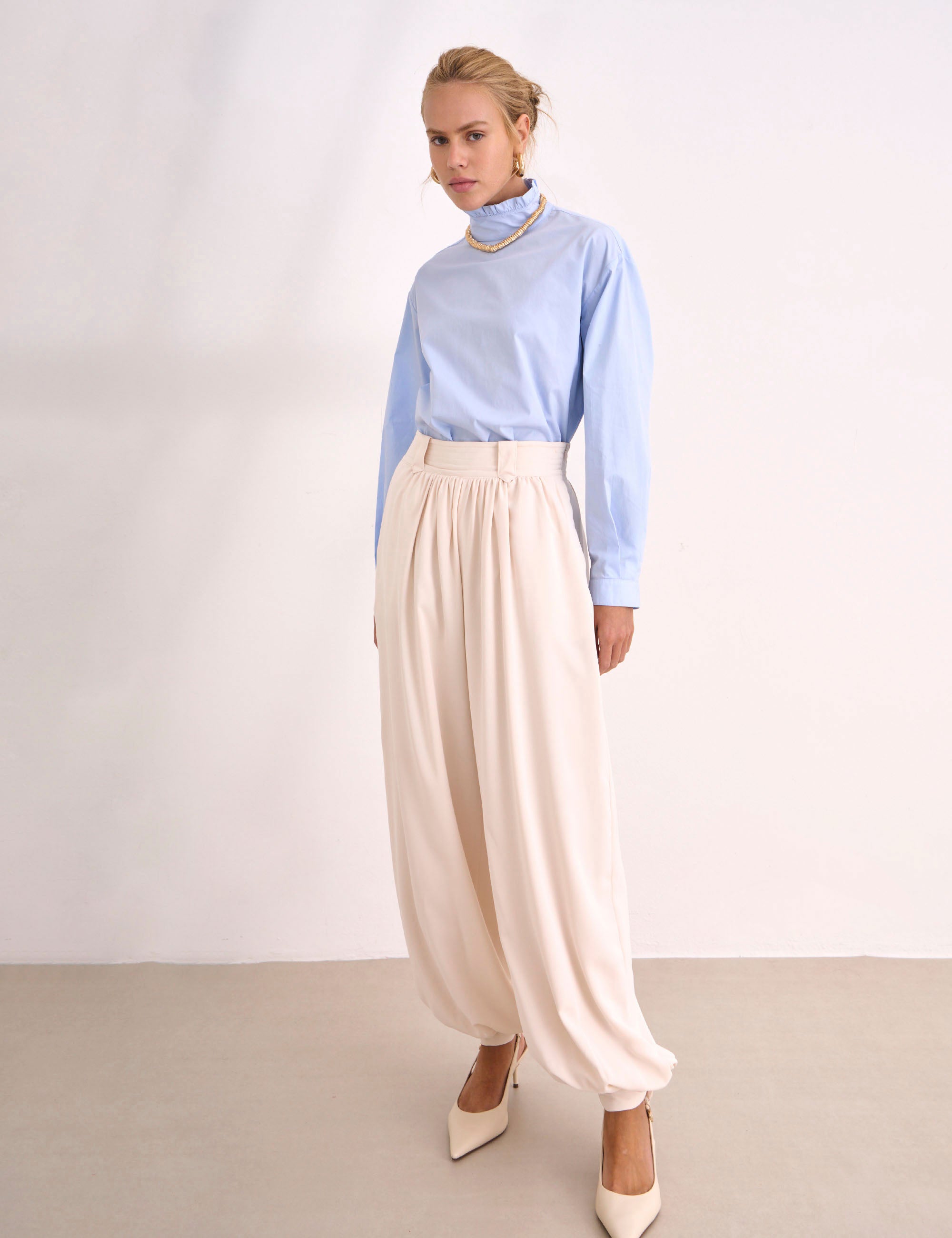 Calça Aurora Crepe Marfim