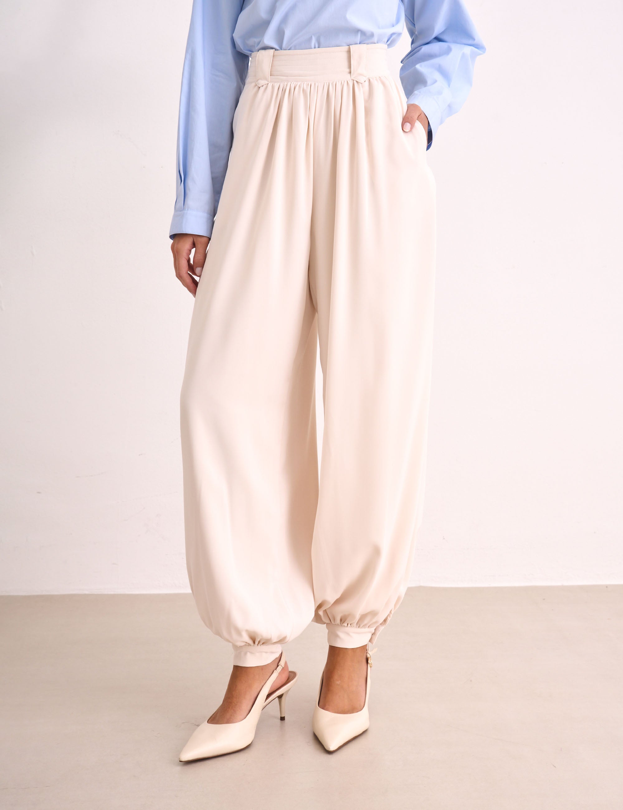 Calça Aurora Crepe Marfim