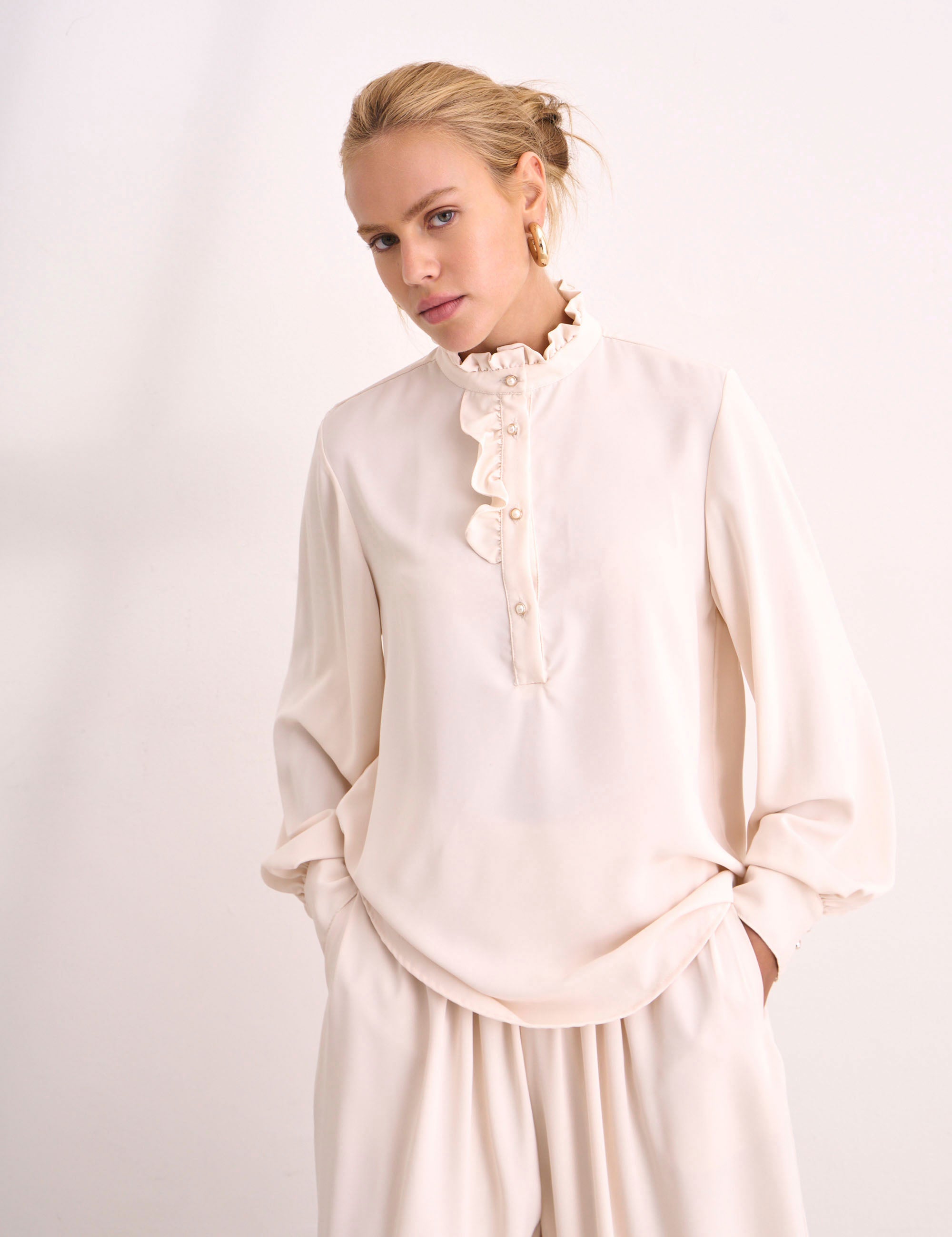 Camisa Aurora Crepe Marfim
