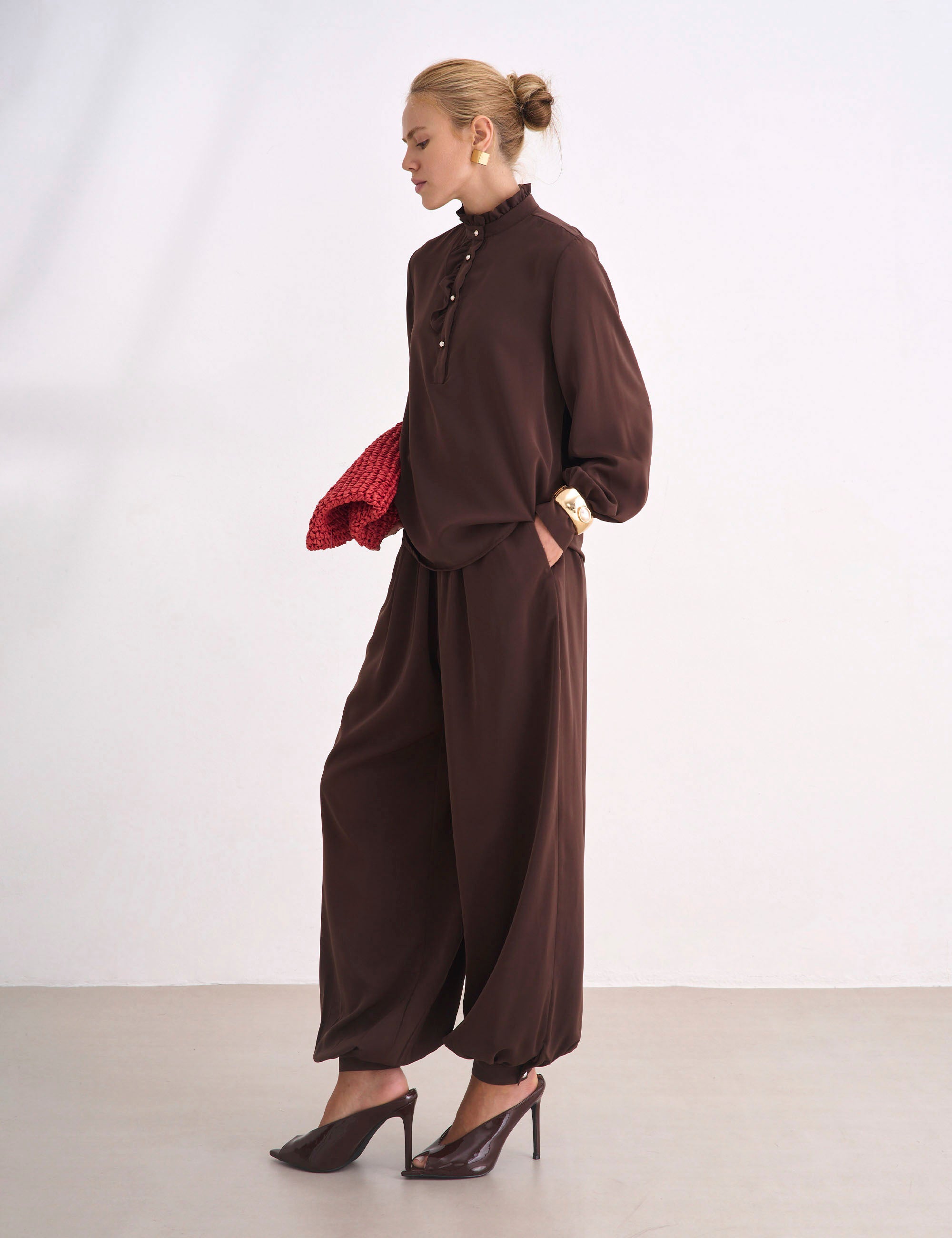 Calça Aurora Crepe Marrom