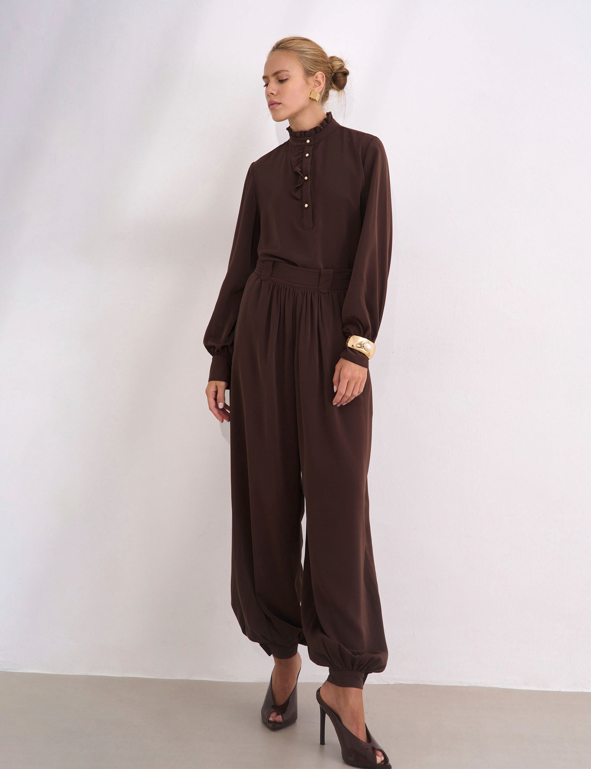 Calça Aurora Crepe Marrom