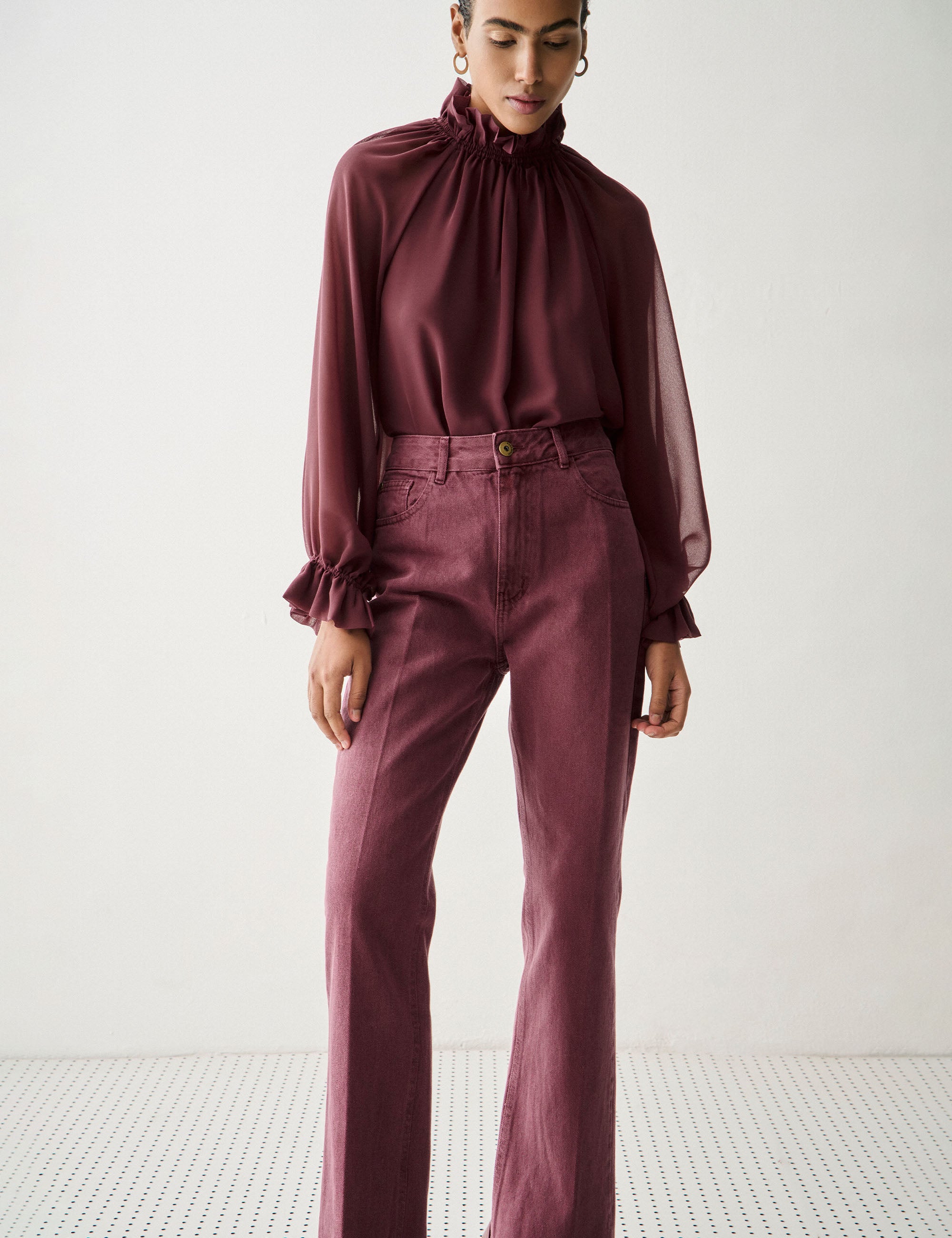 Calça Cindy Denim Bordeaux