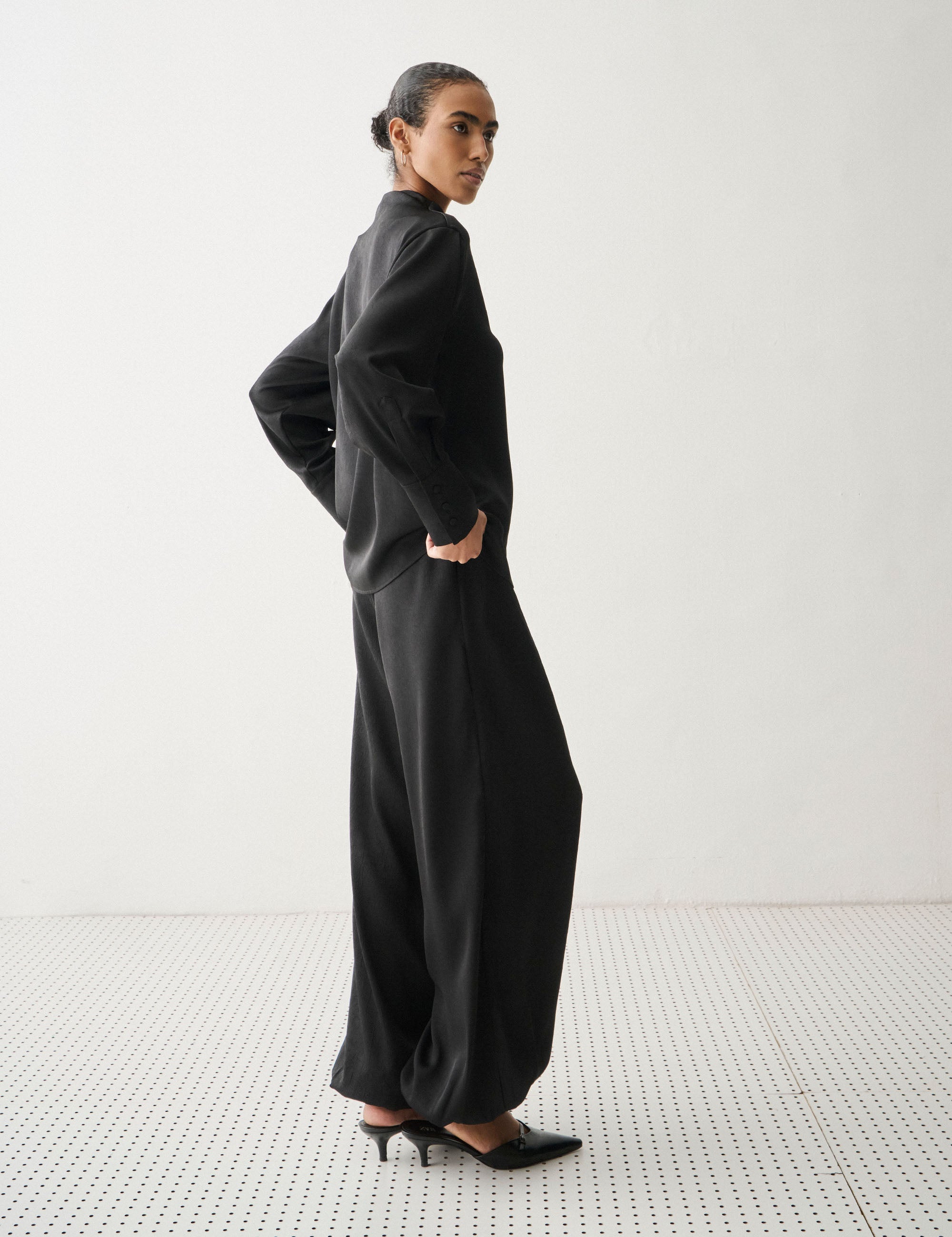 Calça Lenço Mayara Cetim Preto