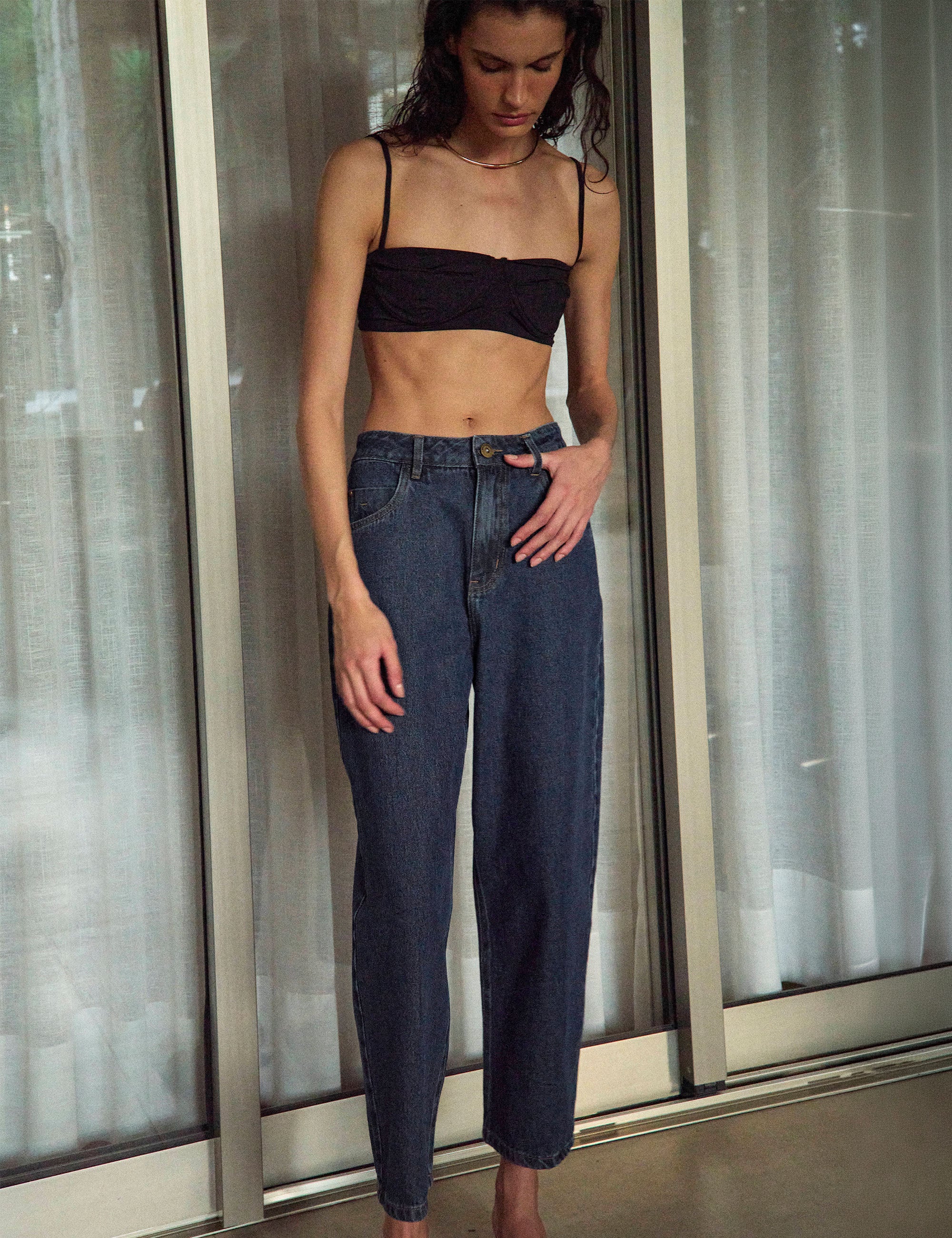 Calça Mom Fran Denim Médio