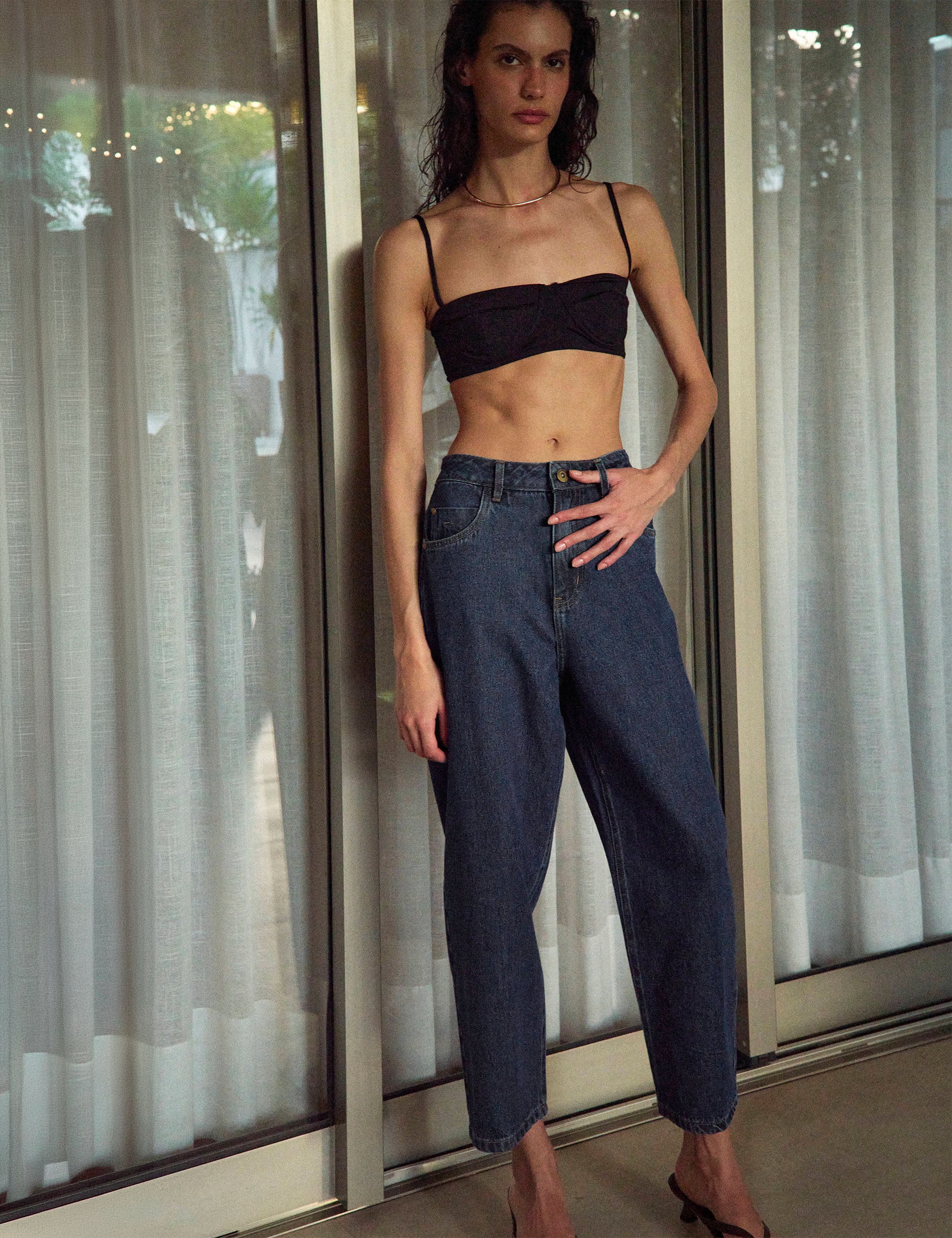 Calça Mom Fran Denim Médio
