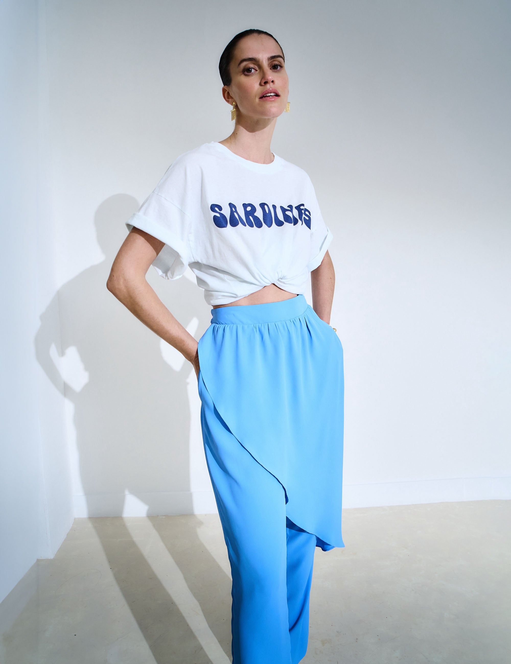 Calça Nara Crepe Azul
