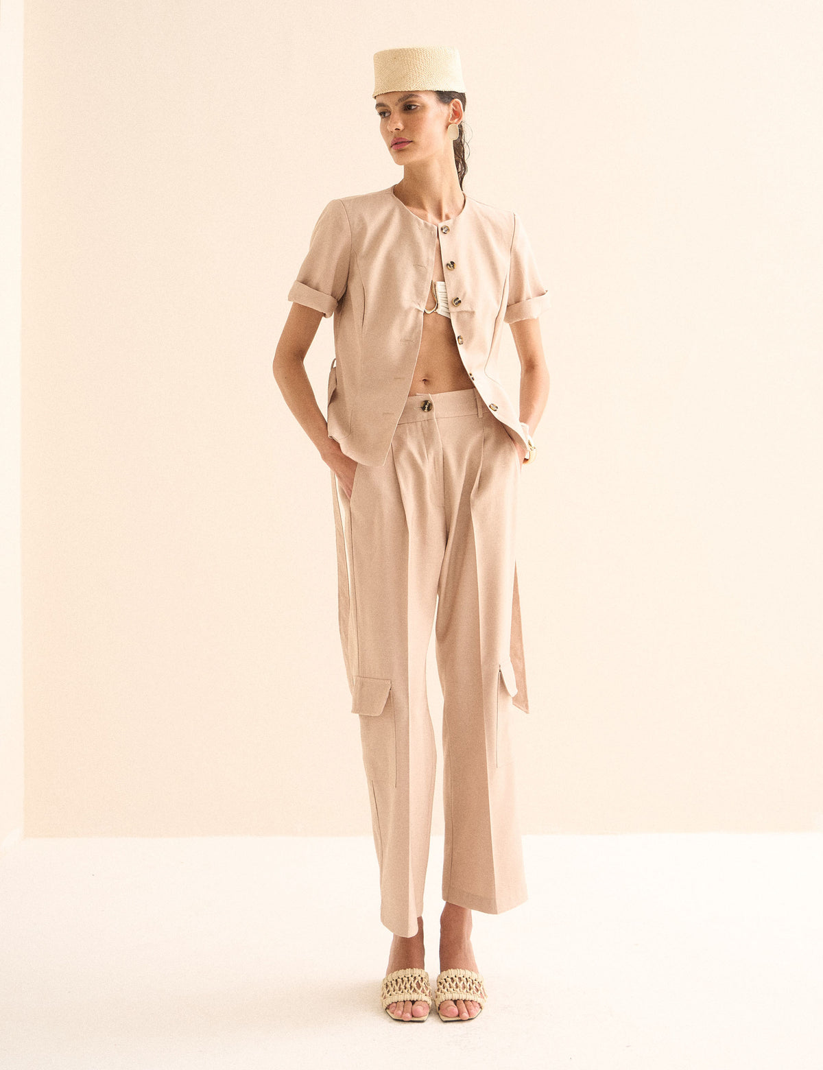 Calça Paola Viscose Bege