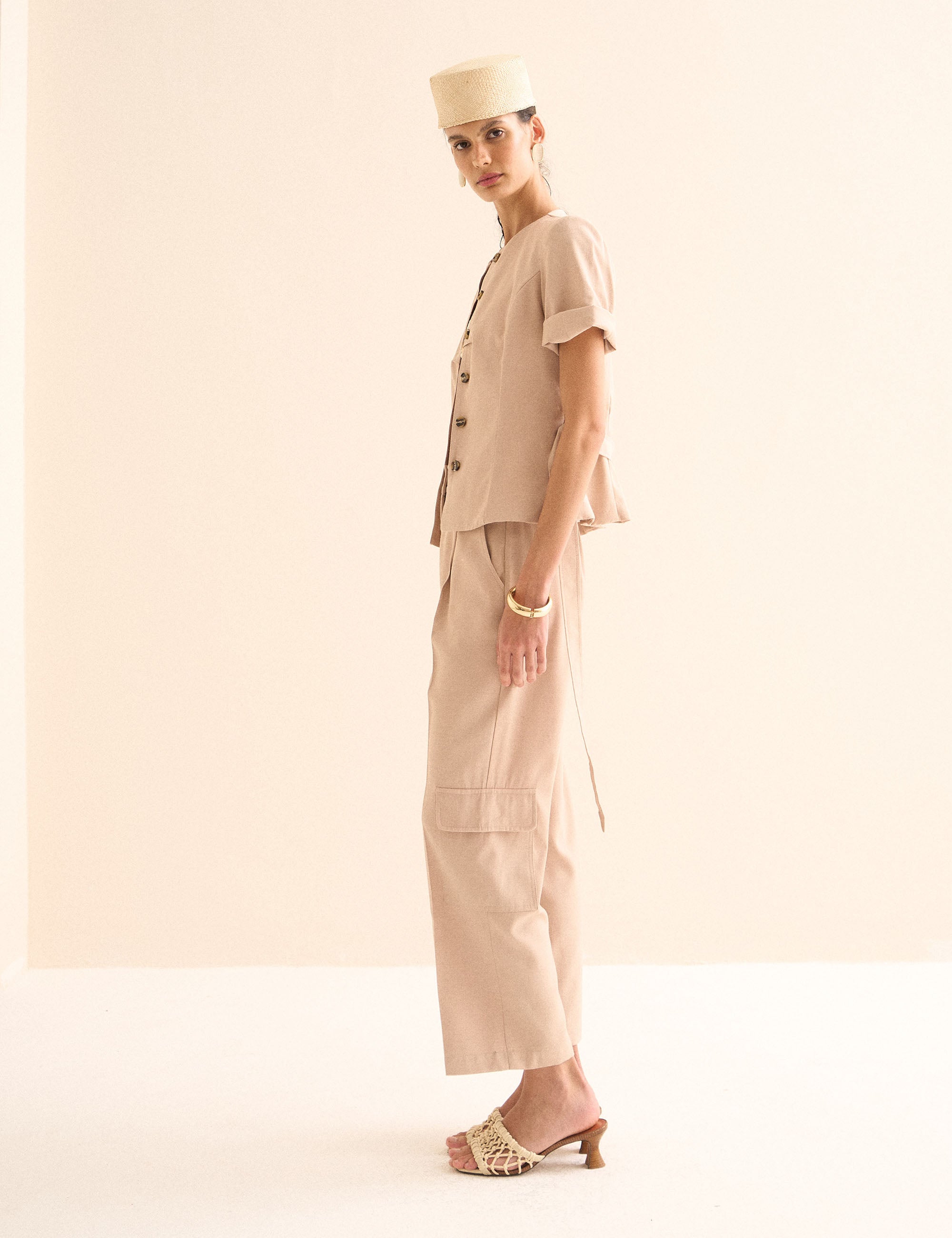 Calça Paola Viscose Bege